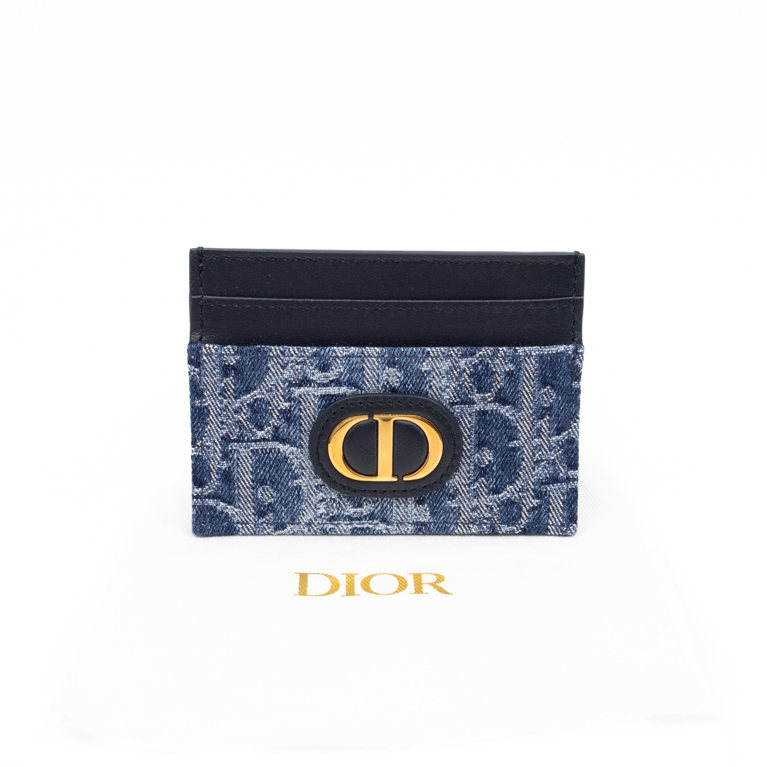 30 Montaigne Freesia Card Holder Blue Denim Dior Oblique Jacquard