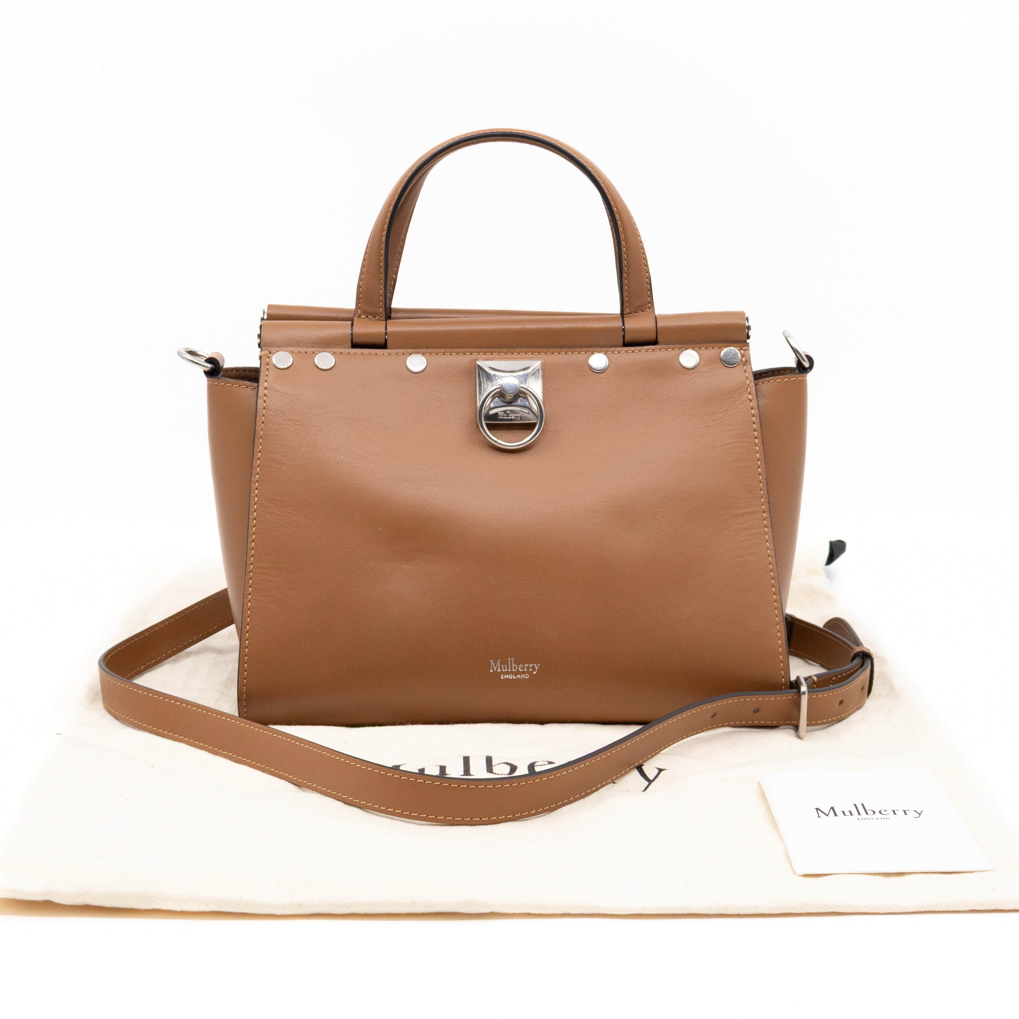 Iris Small Top Handle Stud Teak Smooth Calfskin