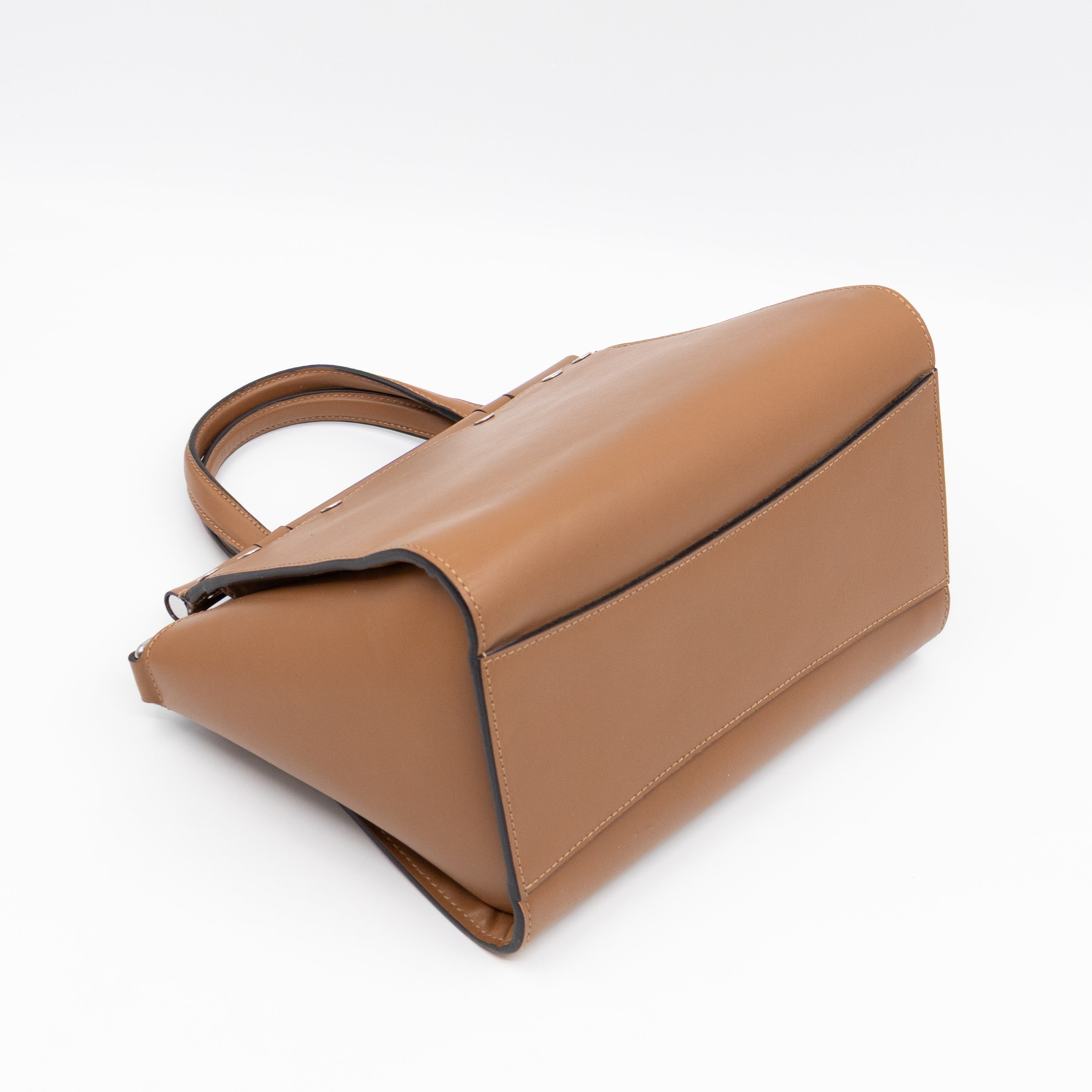 Iris Small Top Handle Stud Teak Smooth Calfskin