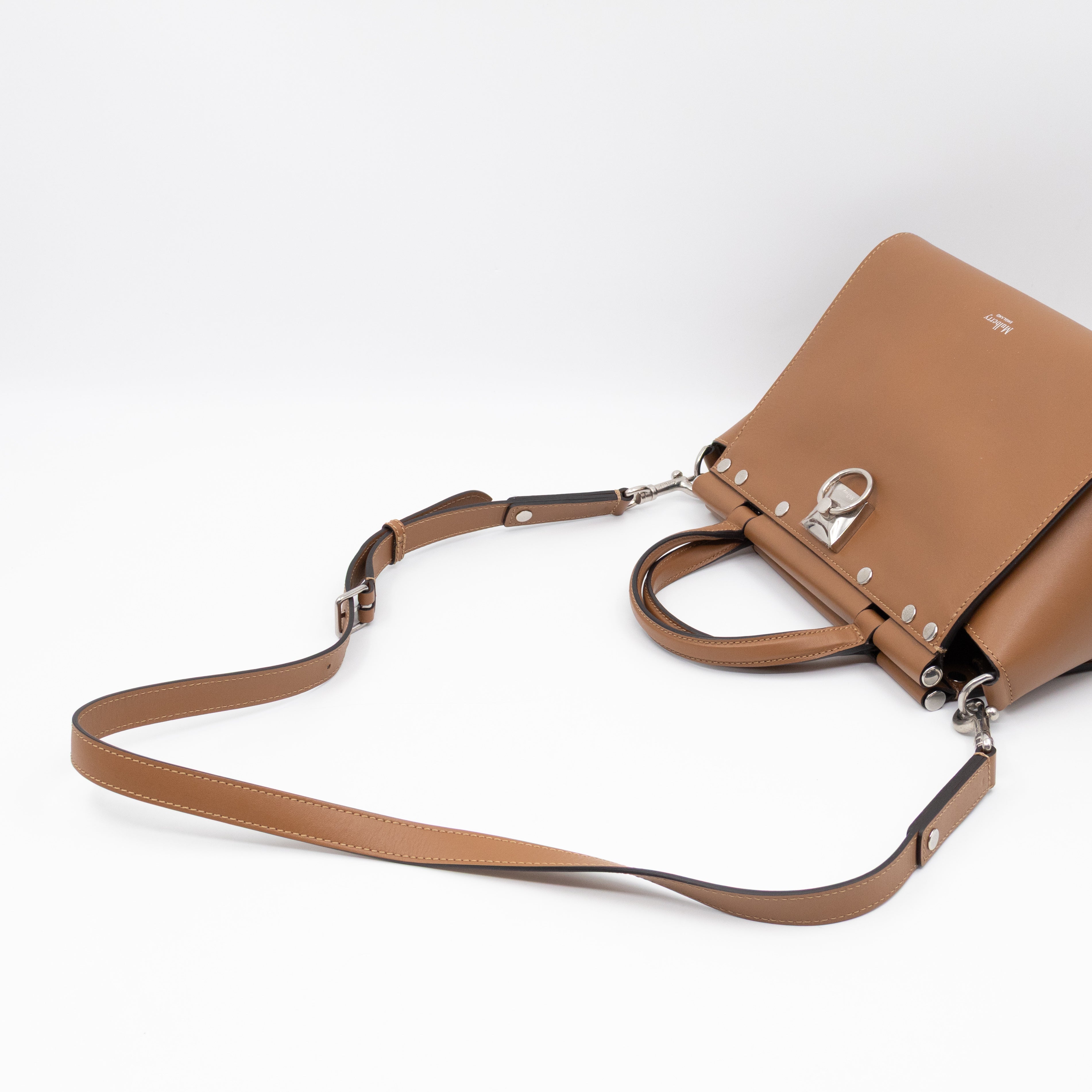Iris Small Top Handle Stud Teak Smooth Calfskin