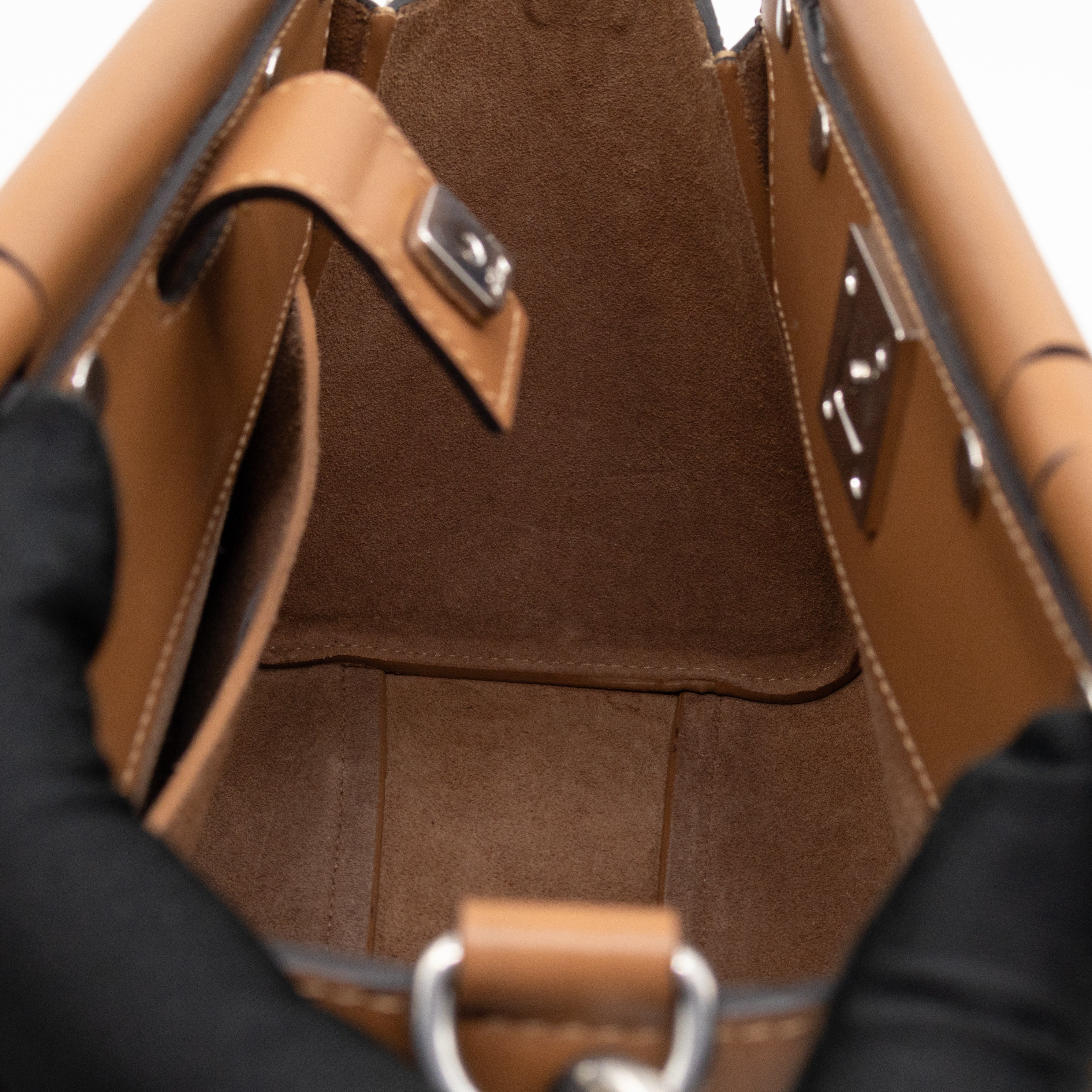 Iris Small Top Handle Stud Teak Smooth Calfskin