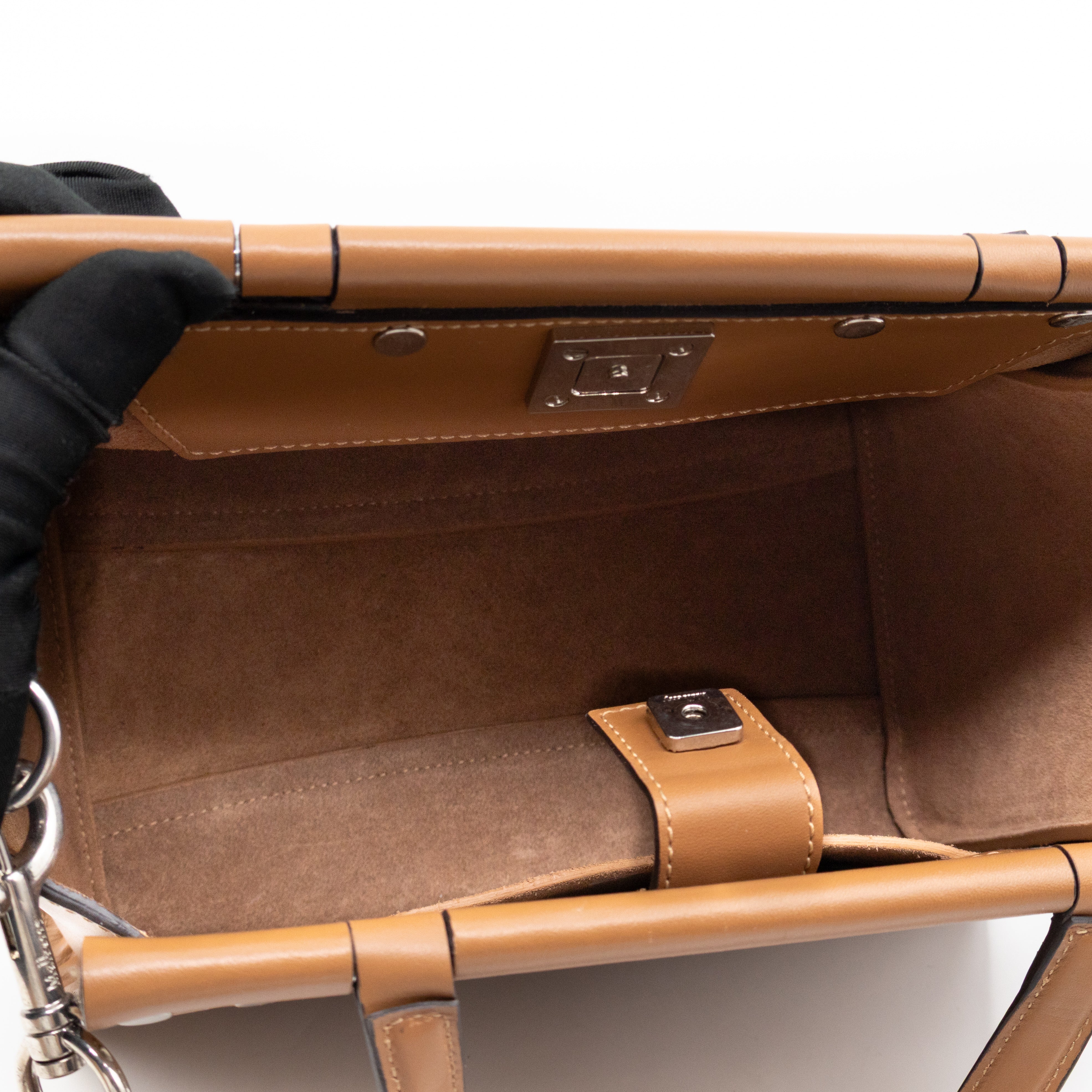 Iris Small Top Handle Stud Teak Smooth Calfskin