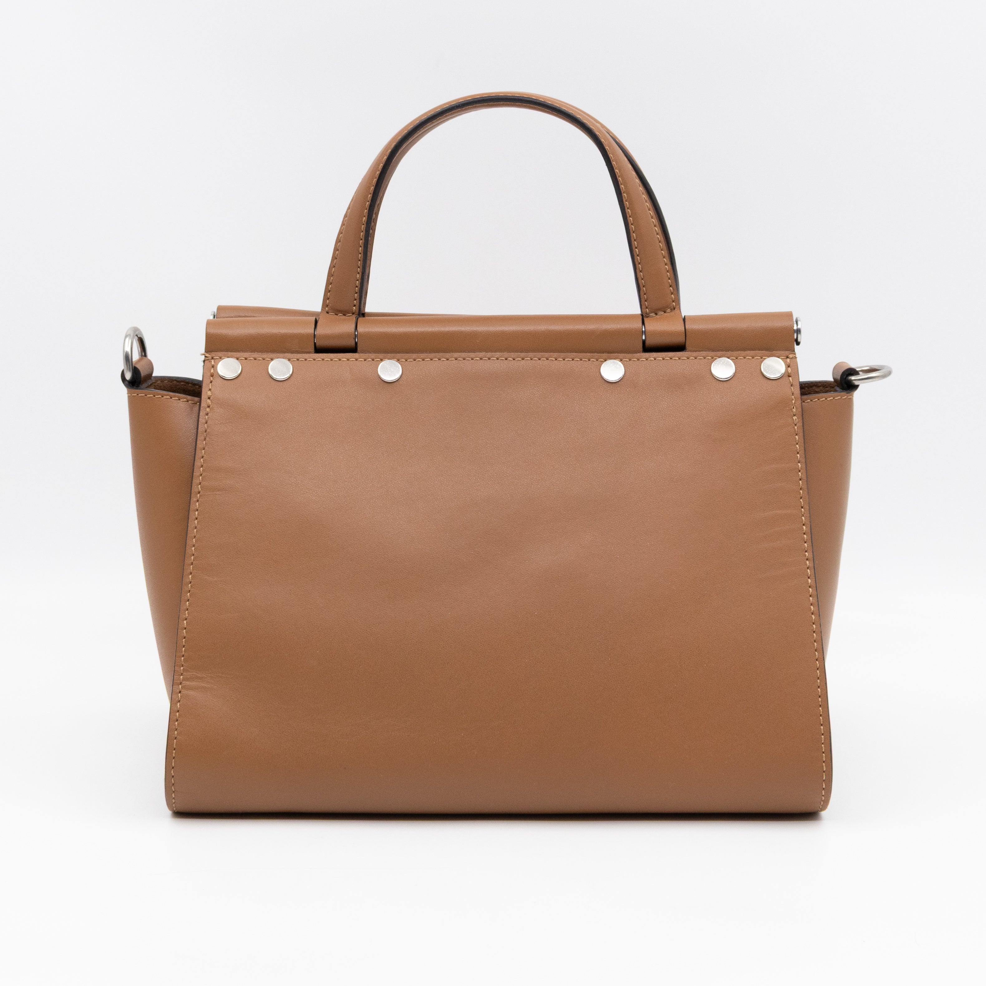 Iris Small Top Handle Stud Teak Smooth Calfskin