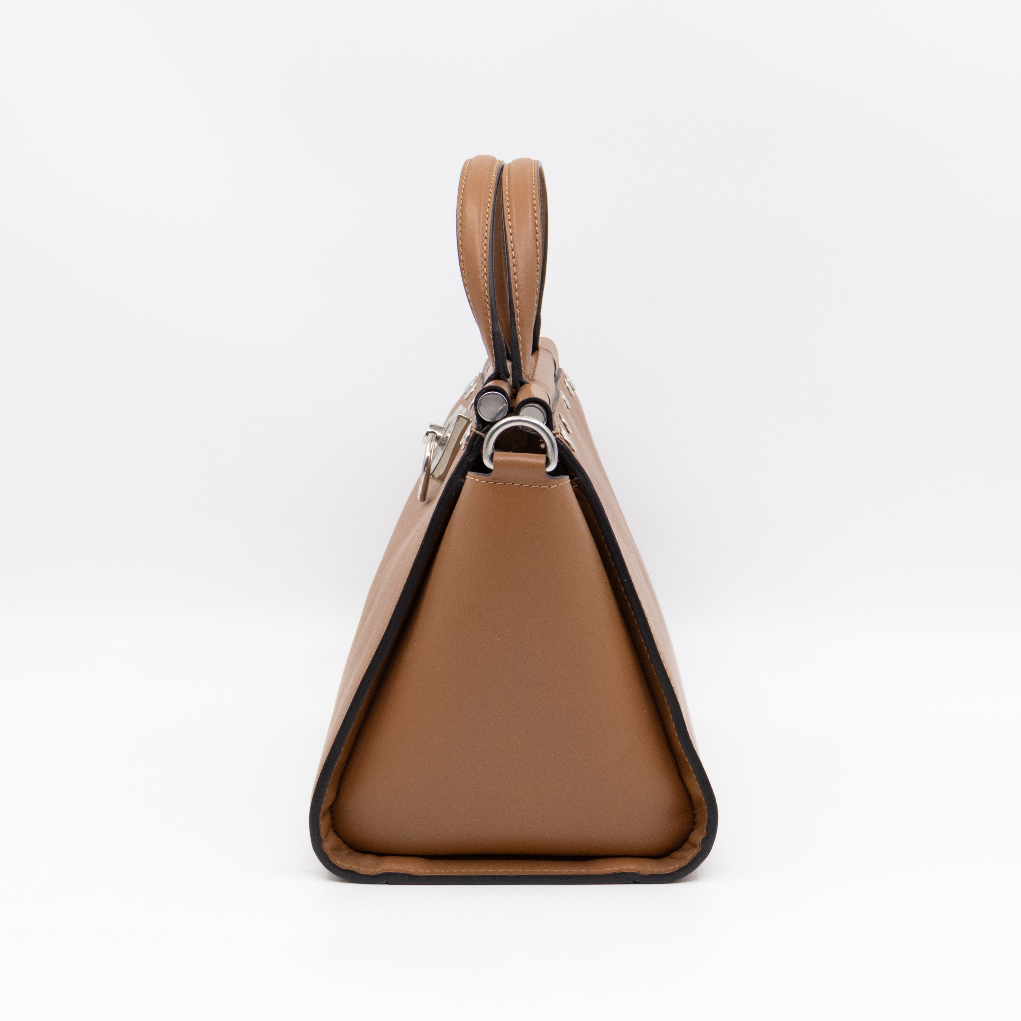 Iris Small Top Handle Stud Teak Smooth Calfskin