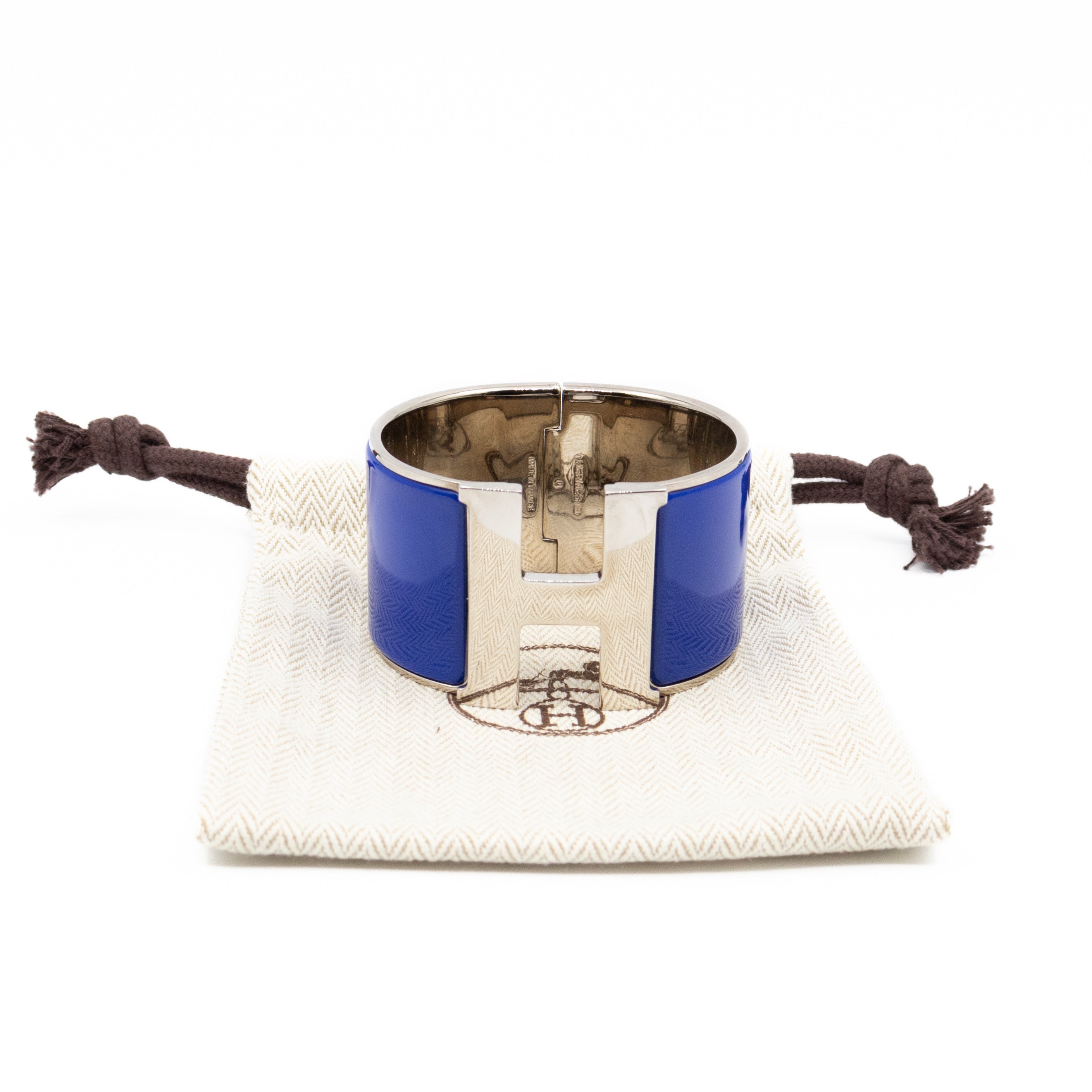 Clic Clac H Extra Wide Bracelet Bleu Electrique Silver