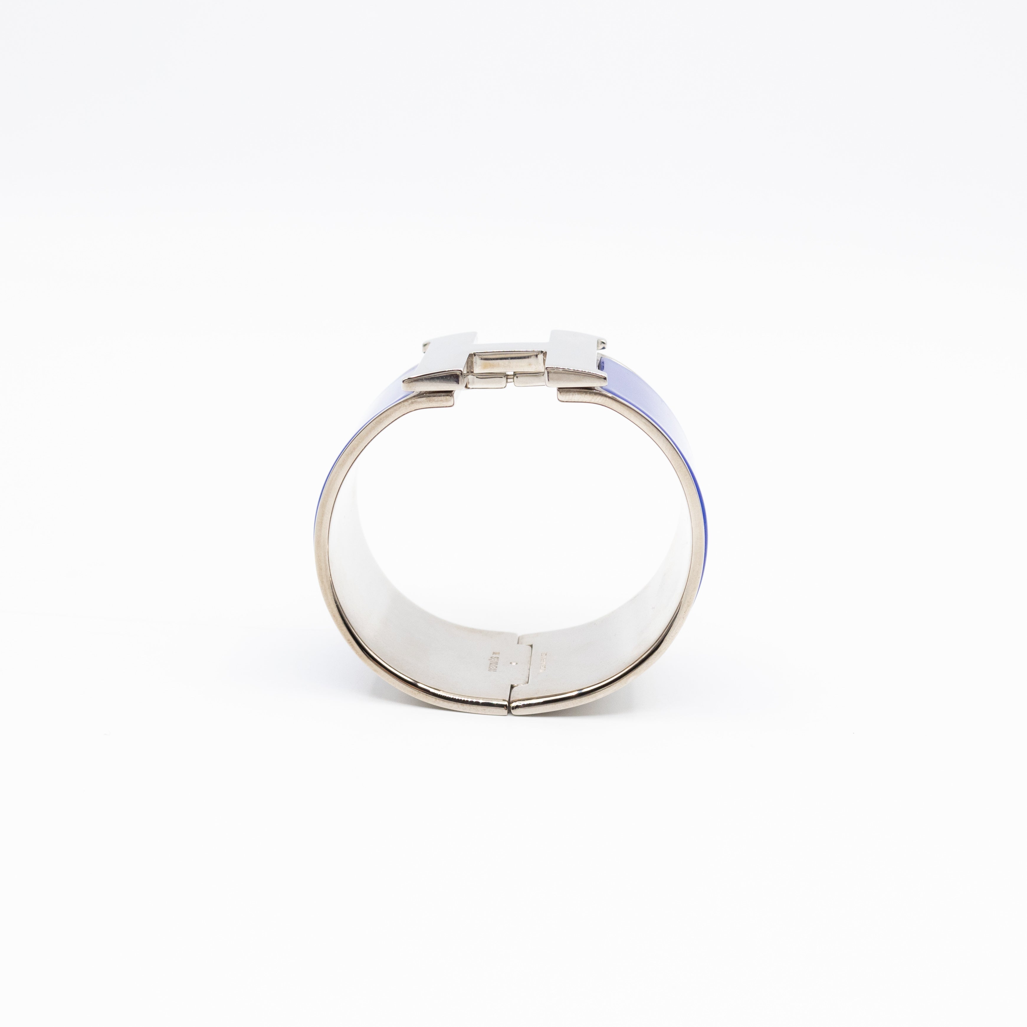 Clic Clac H Extra Wide Bracelet Bleu Electrique Silver