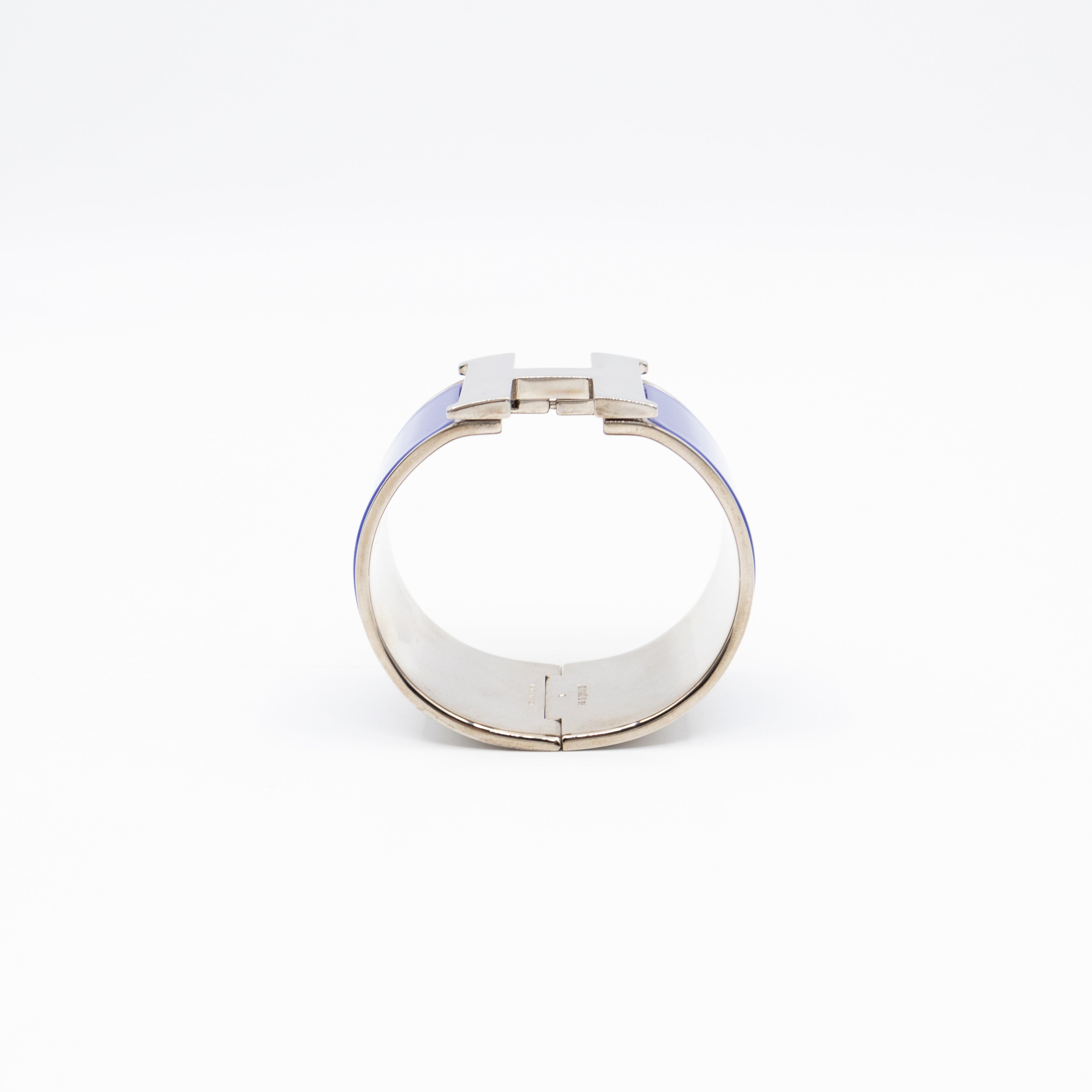 Clic Clac H Extra Wide Bracelet Bleu Electrique Silver
