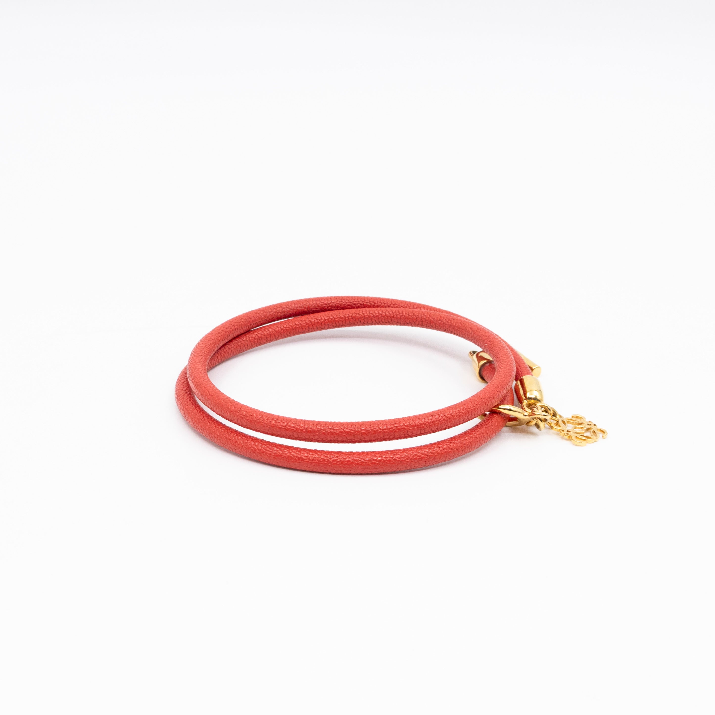 Triple Wrap Bracelet Coral Leather