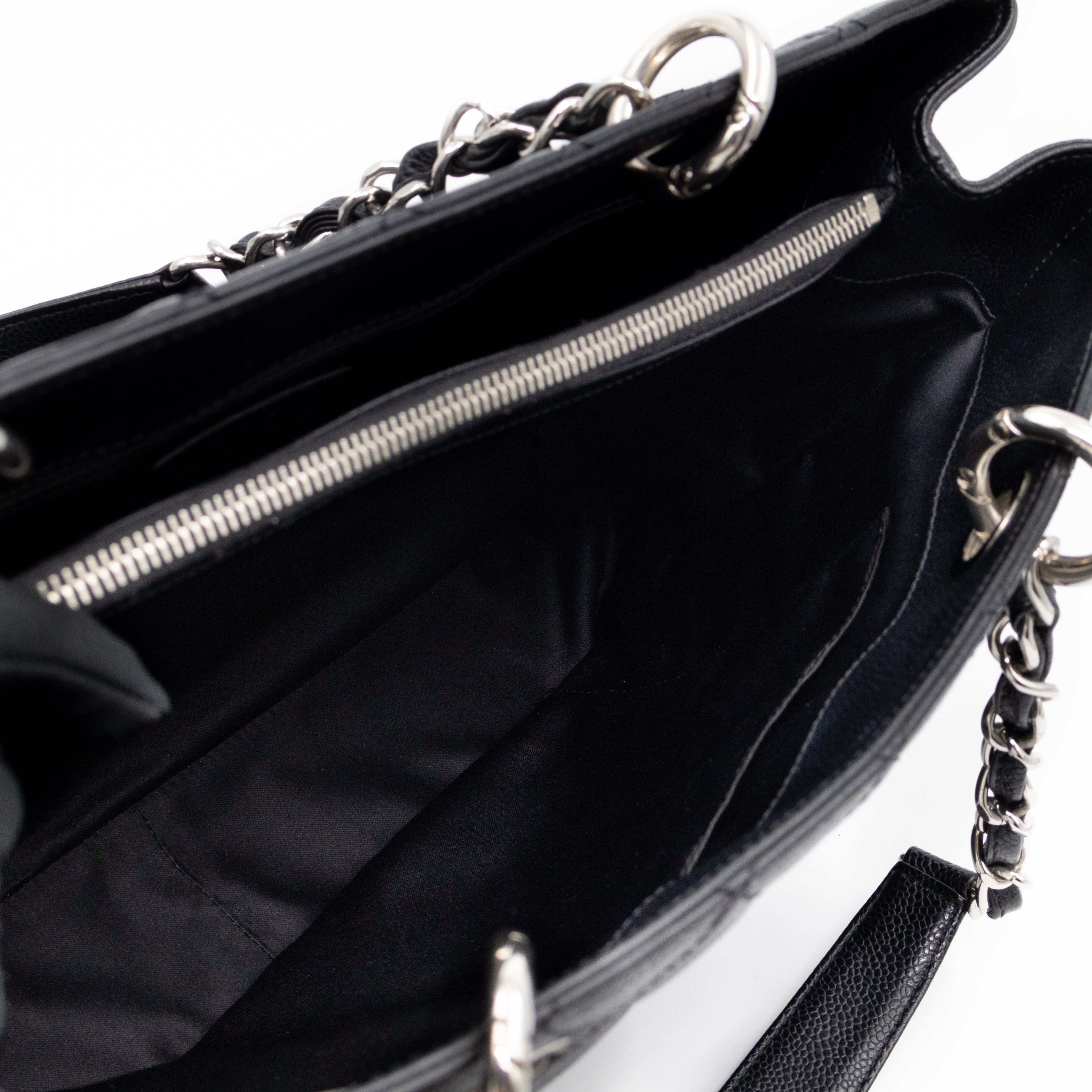 GST Grand Shopping Tote Black Caviar Silver
