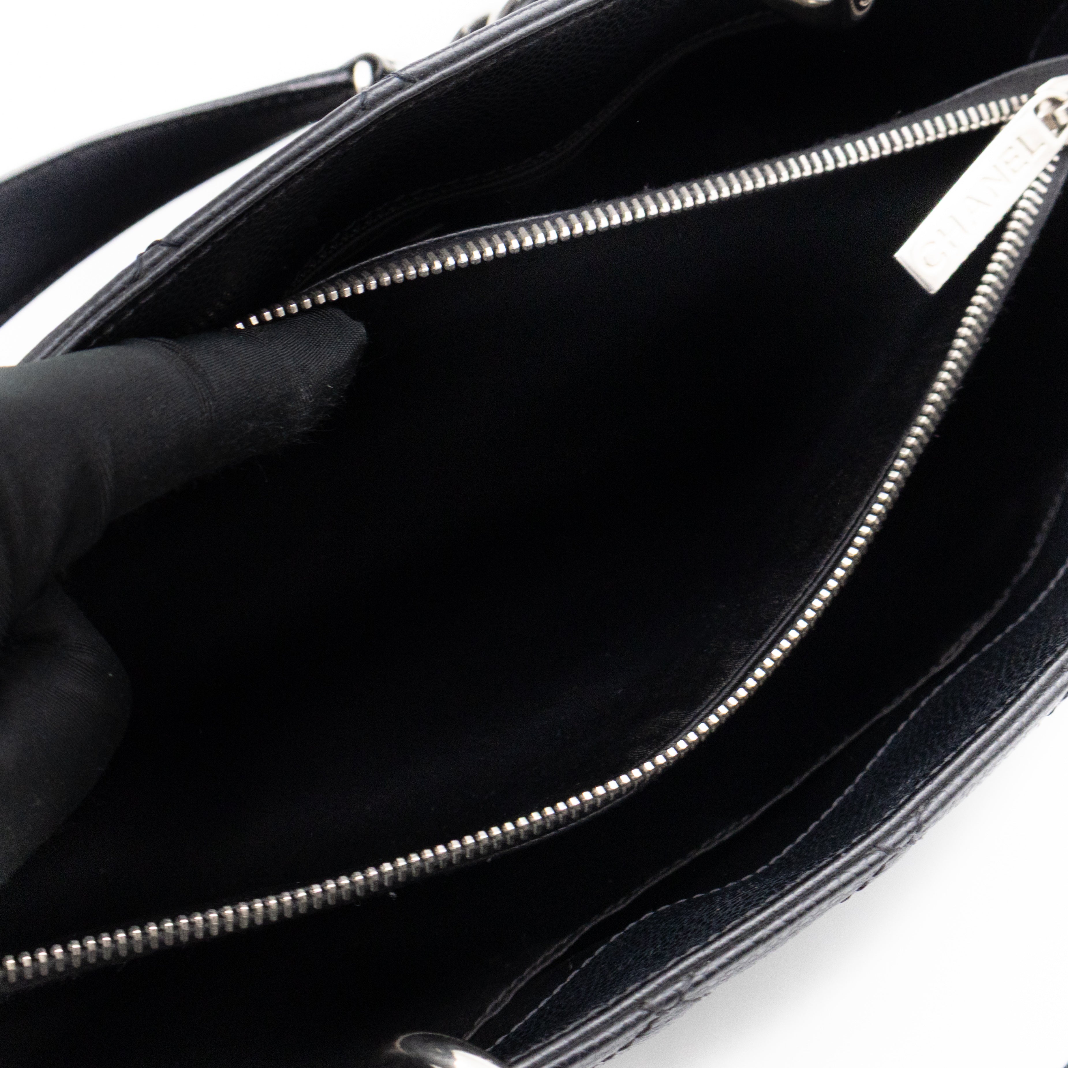 GST Grand Shopping Tote Black Caviar Silver