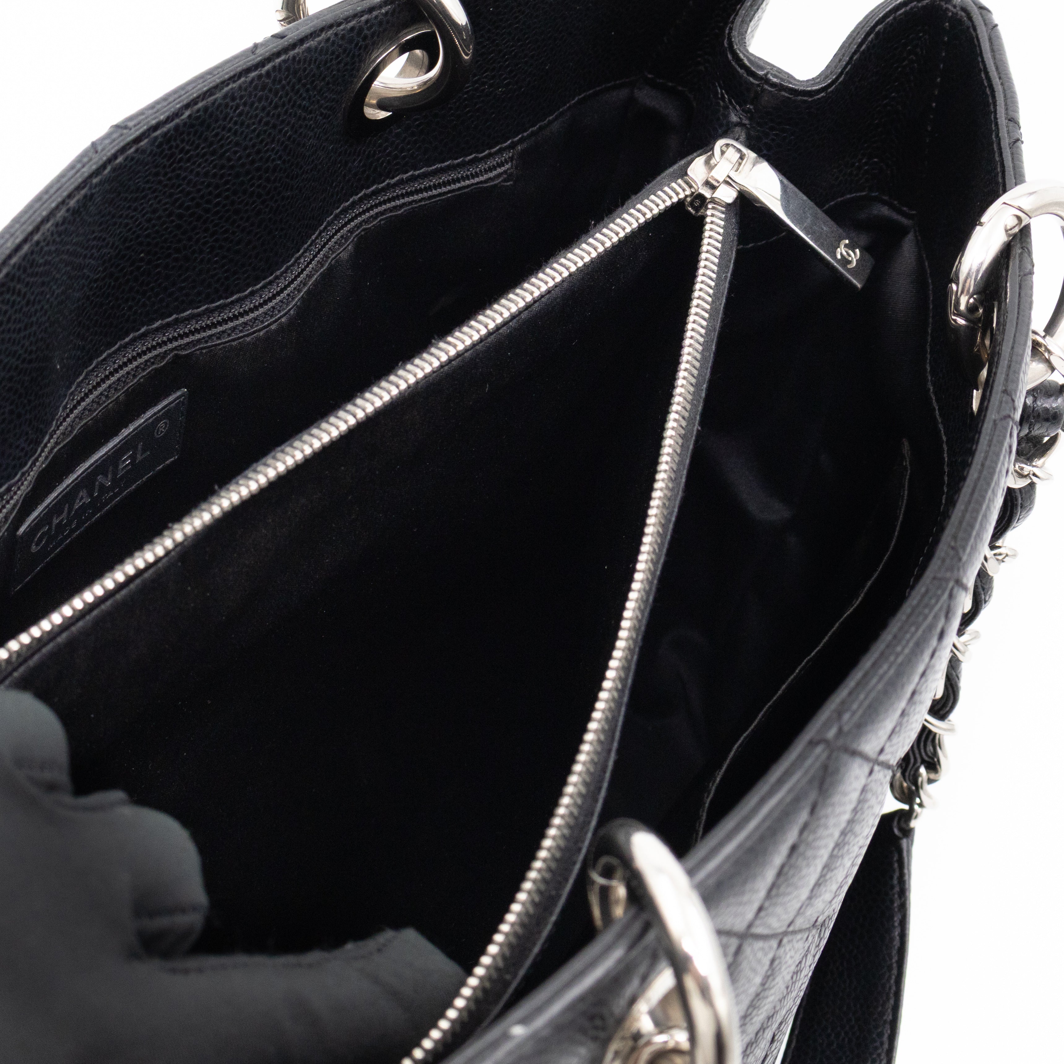 GST Grand Shopping Tote Black Caviar Silver