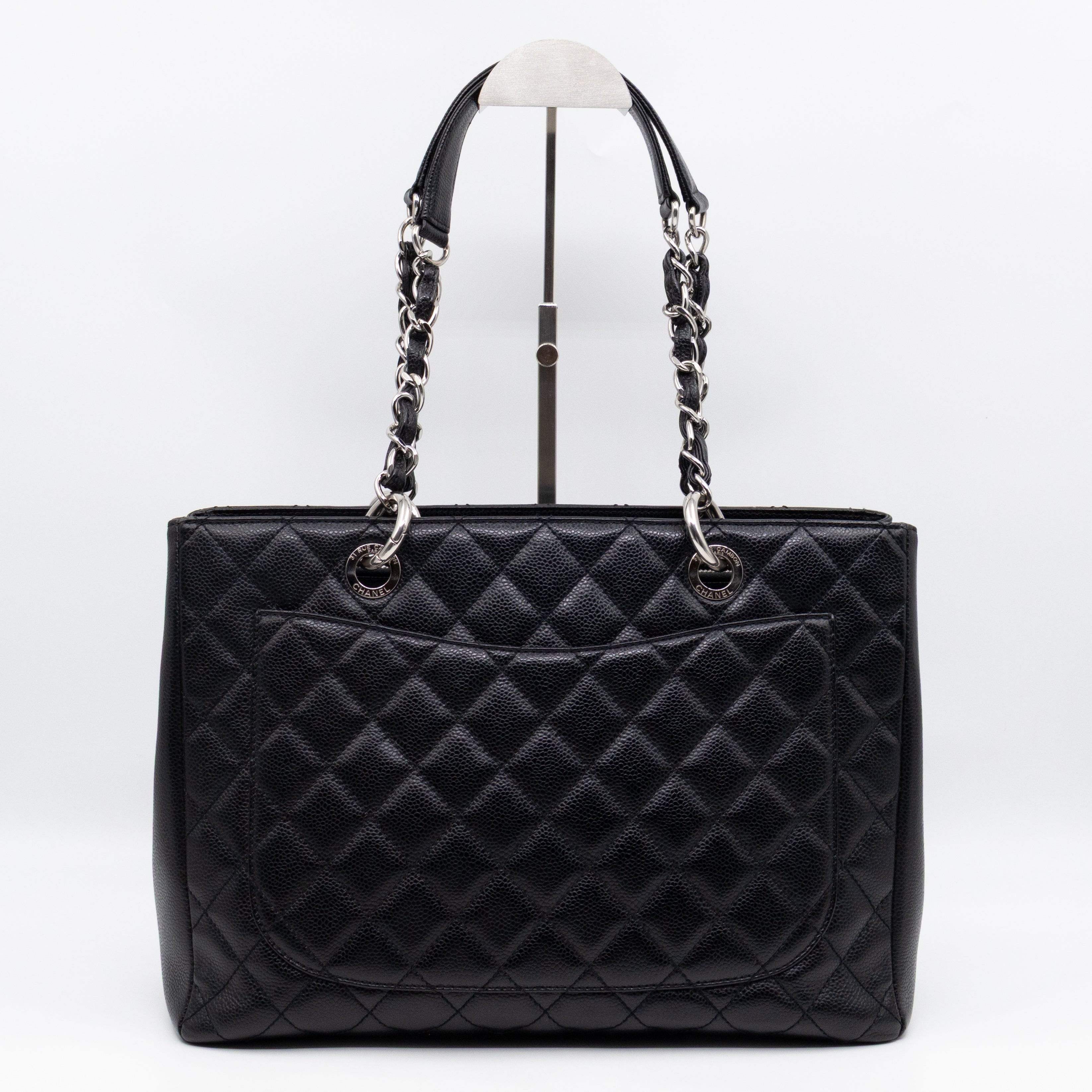 GST Grand Shopping Tote Black Caviar Silver