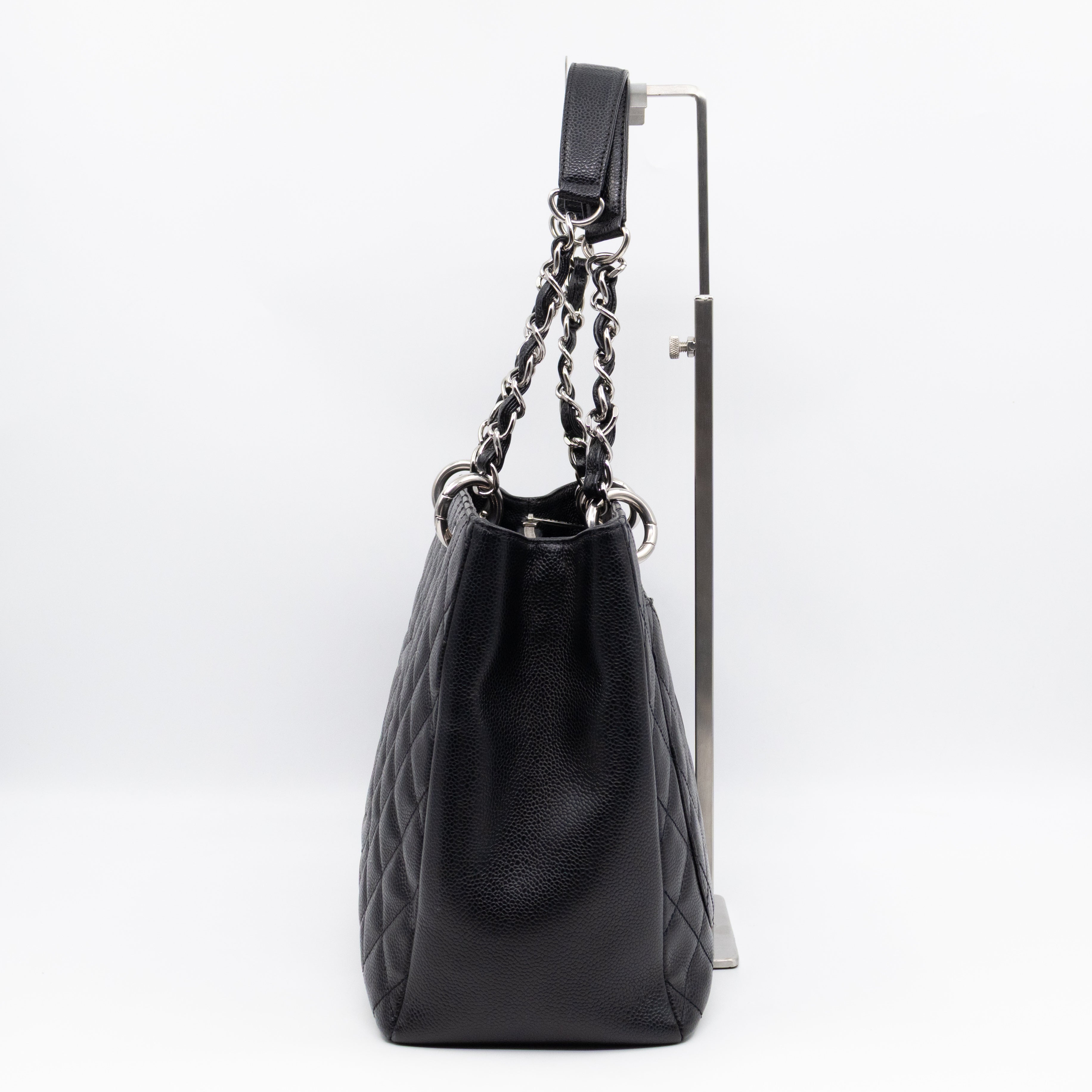 GST Grand Shopping Tote Black Caviar Silver