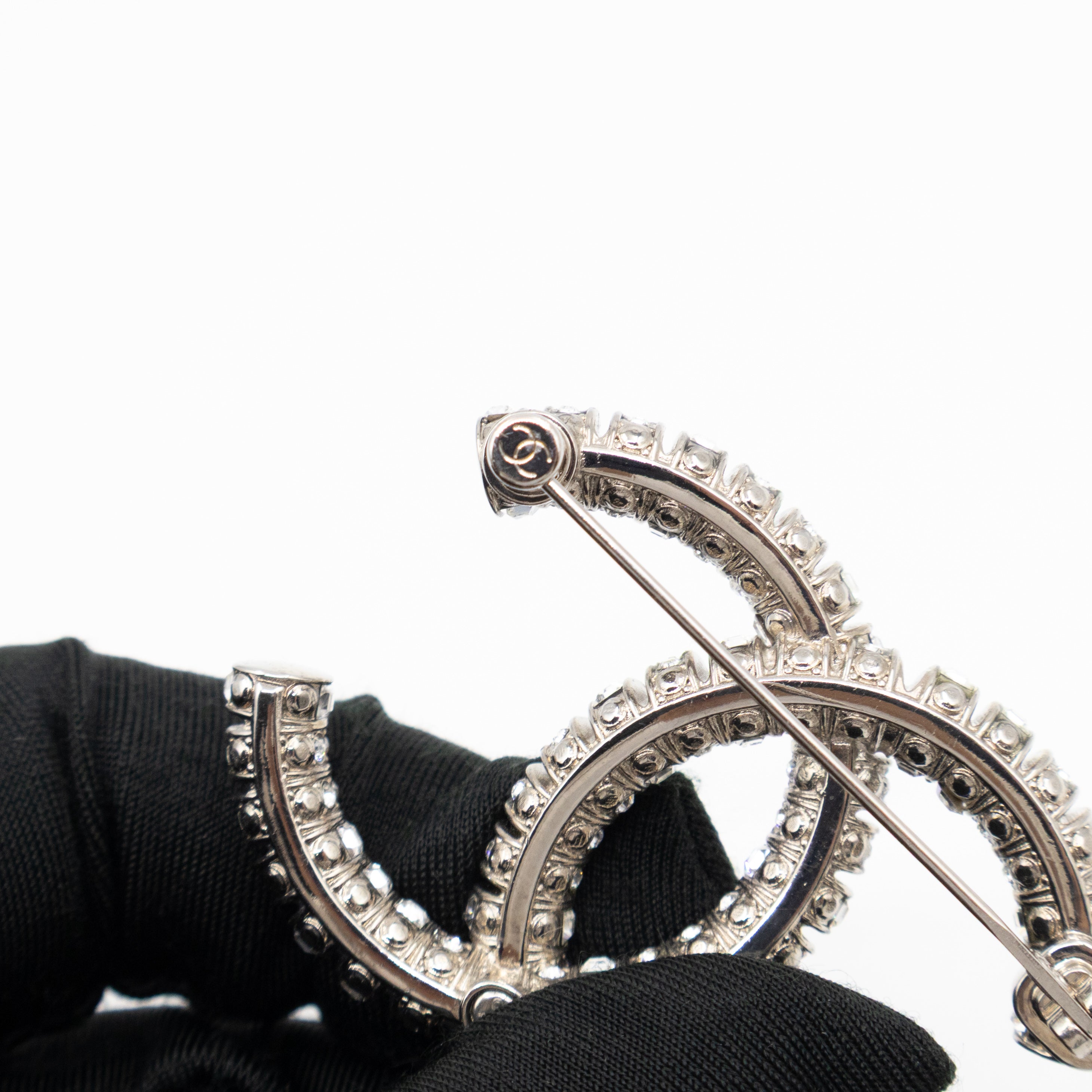 CC Crystal Silver-tone Brooch