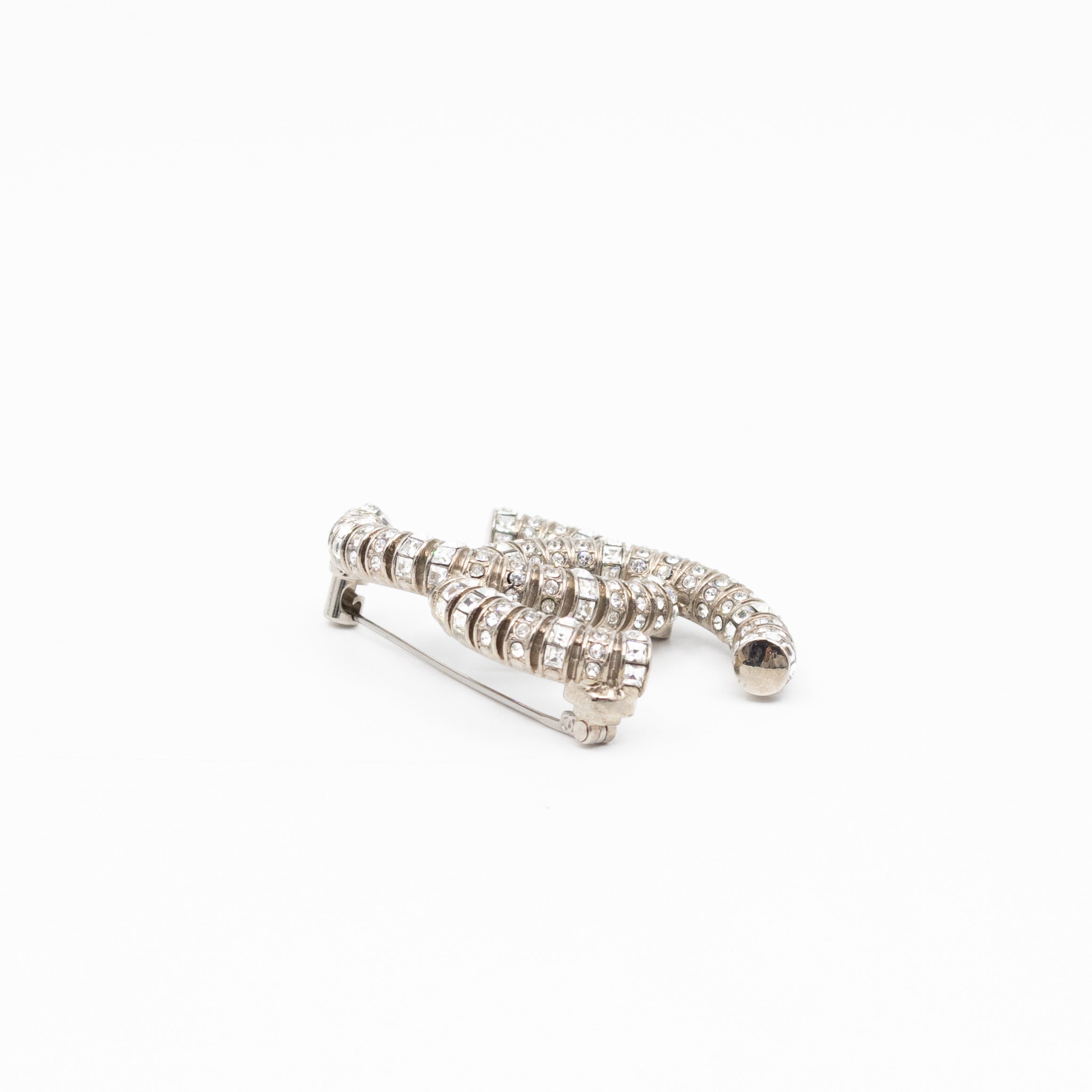 CC Crystal Silver-tone Brooch