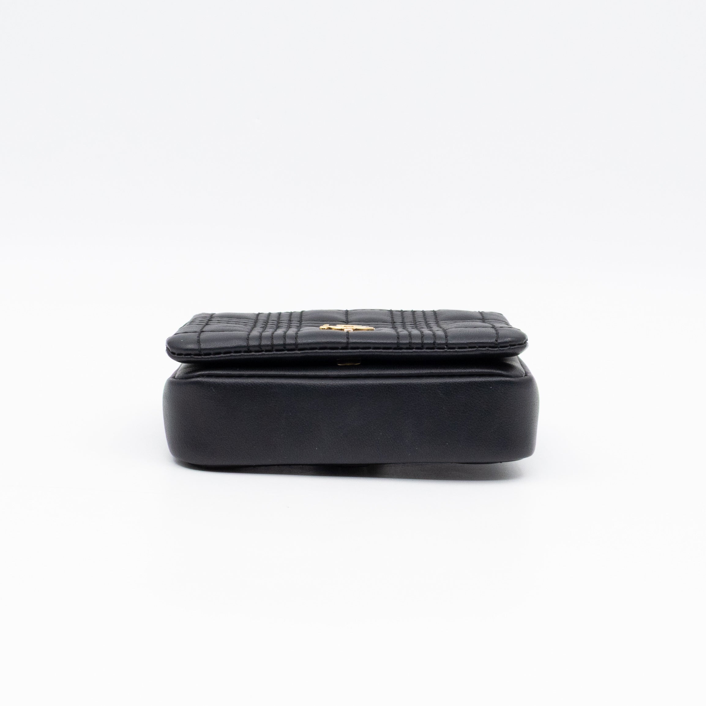 Micro Lola Shoulder Bag Black Quilted Leather