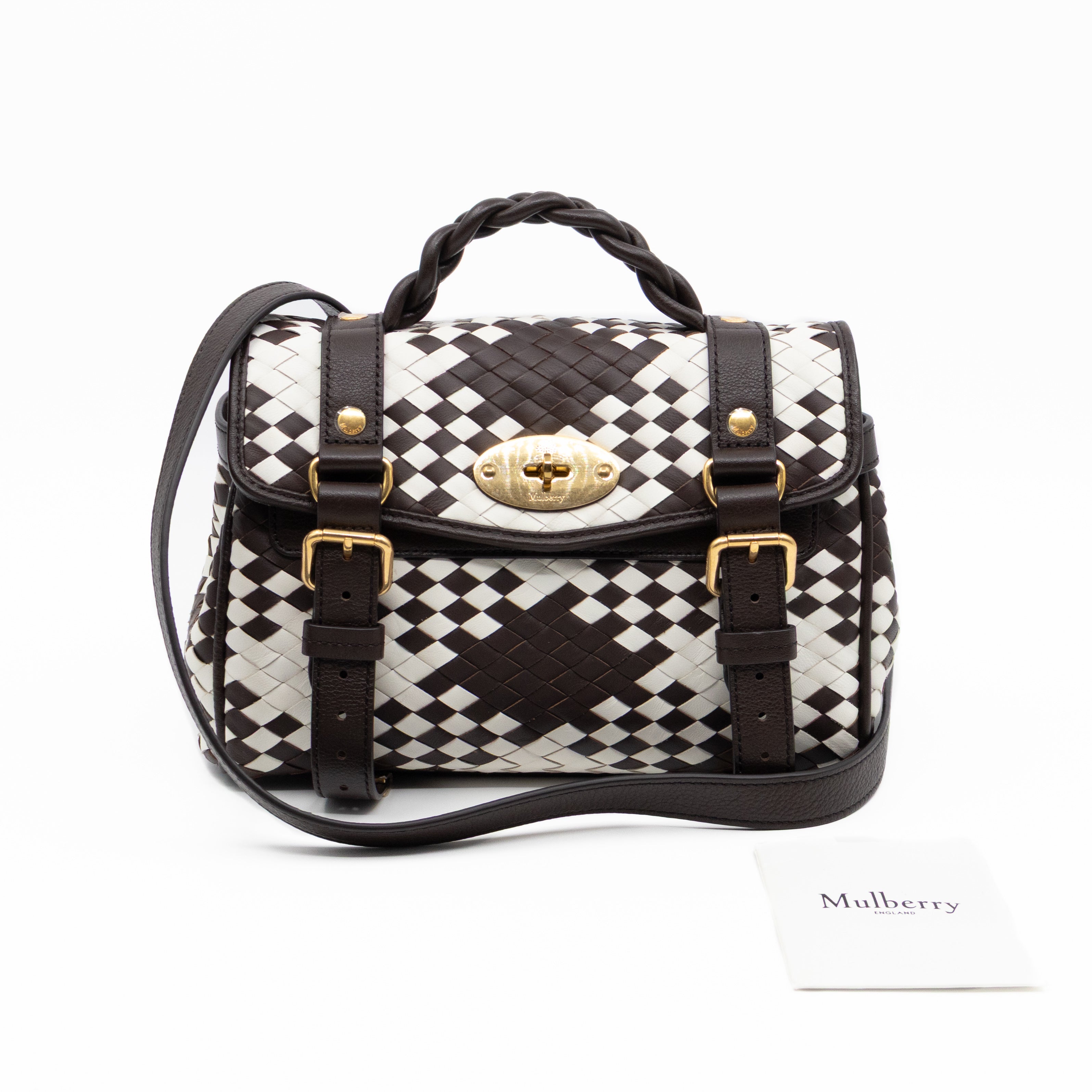 Mini Alexa Ebony & White Woven Vichy Leather