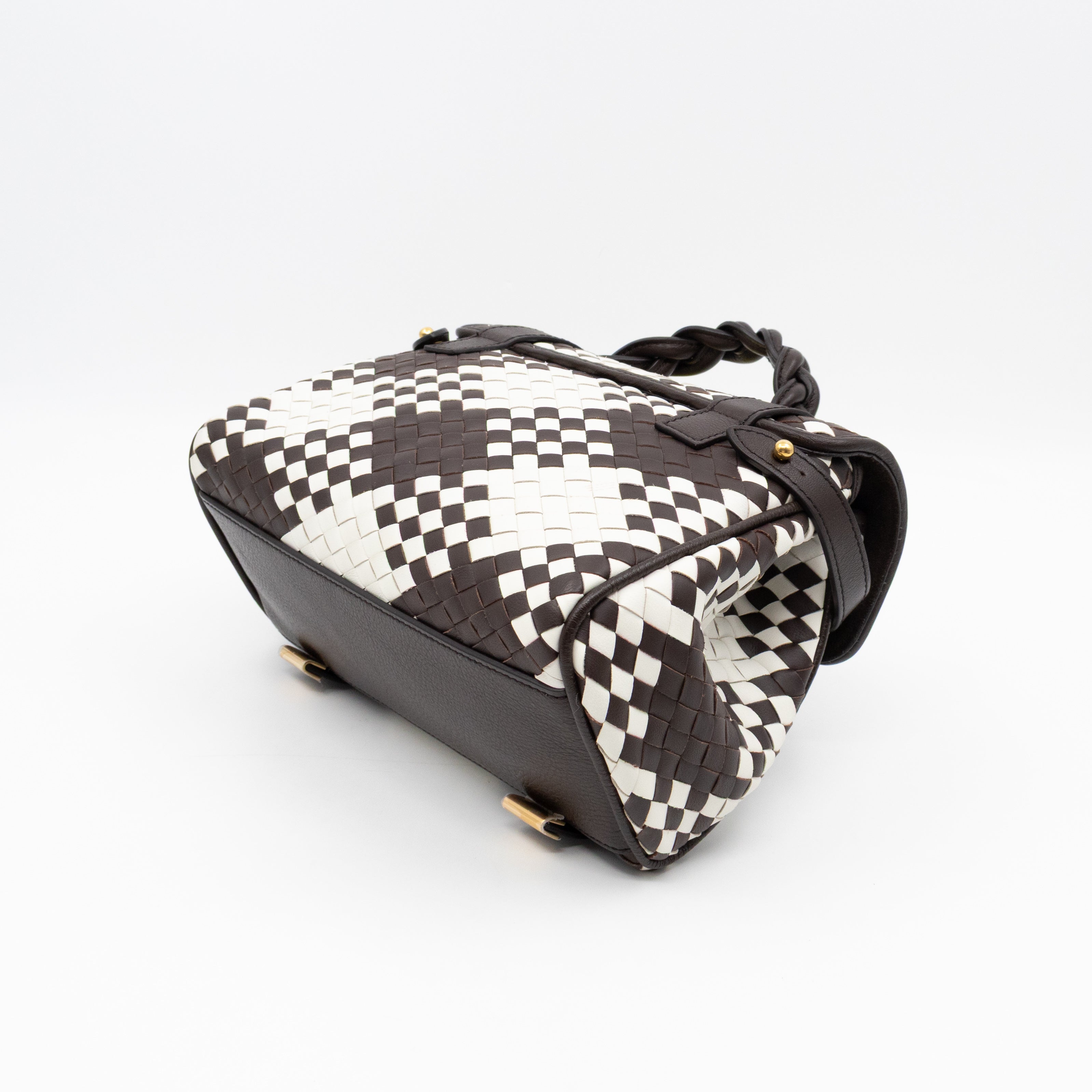 Mini Alexa Ebony & White Woven Vichy Leather