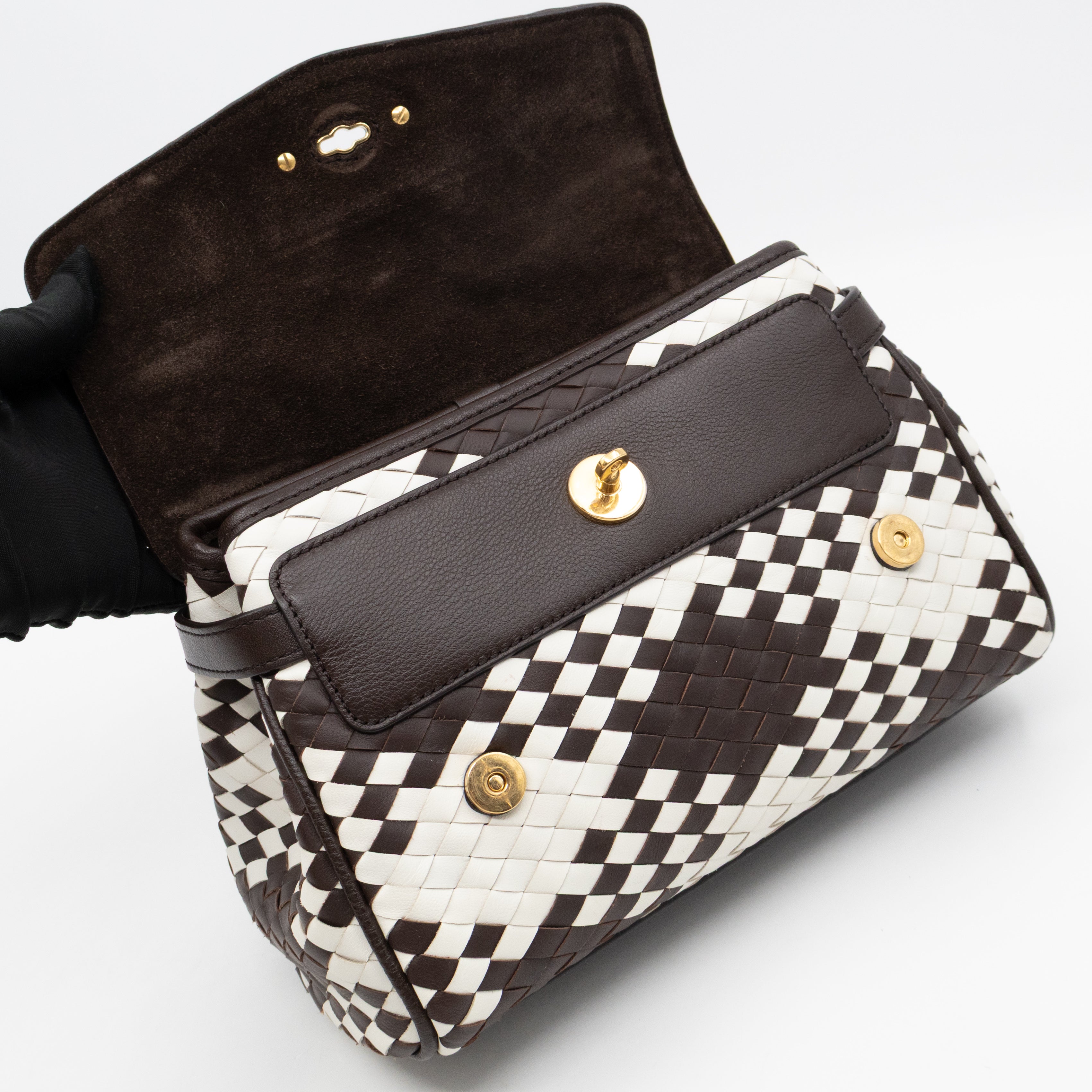 Mini Alexa Ebony & White Woven Vichy Leather
