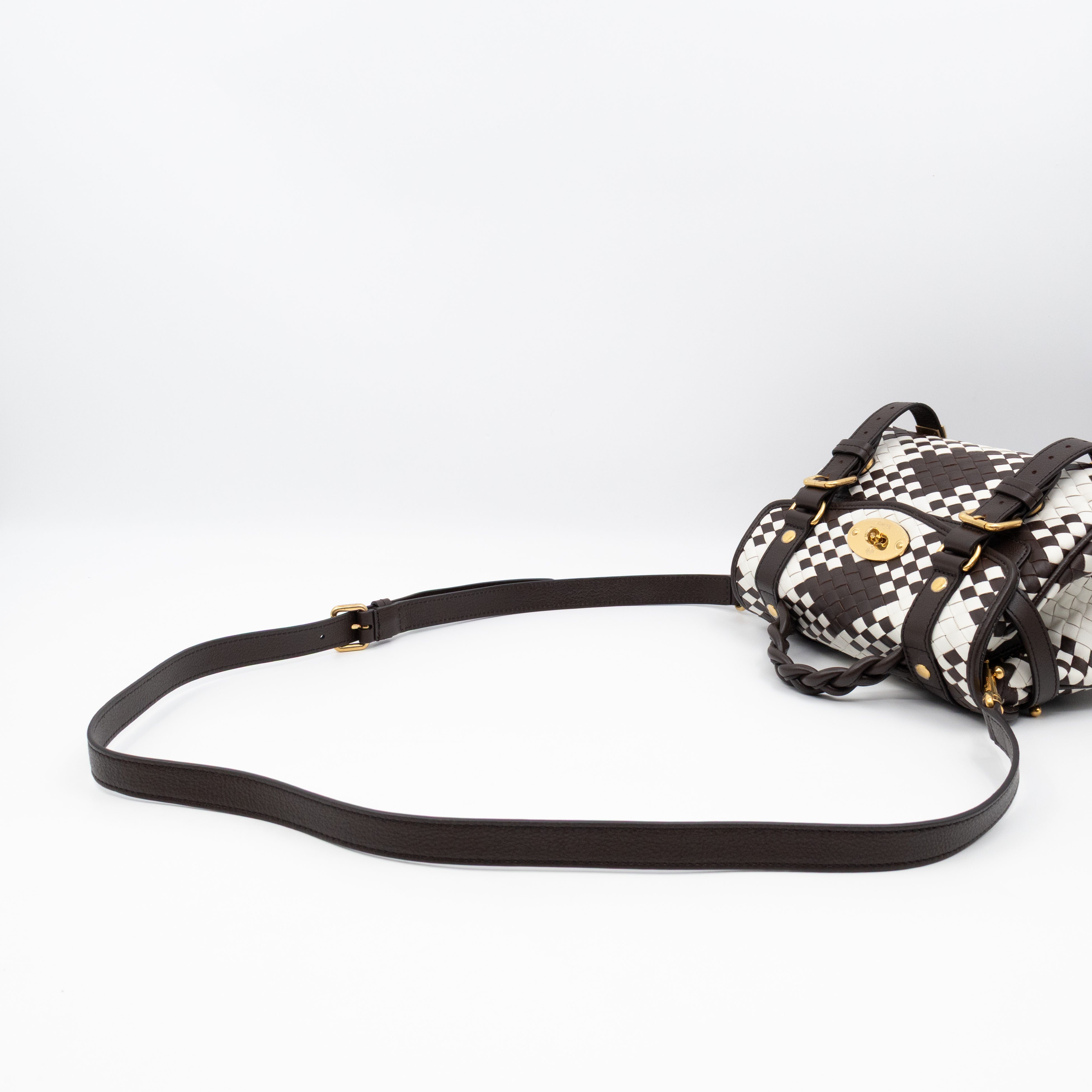 Mini Alexa Ebony & White Woven Vichy Leather