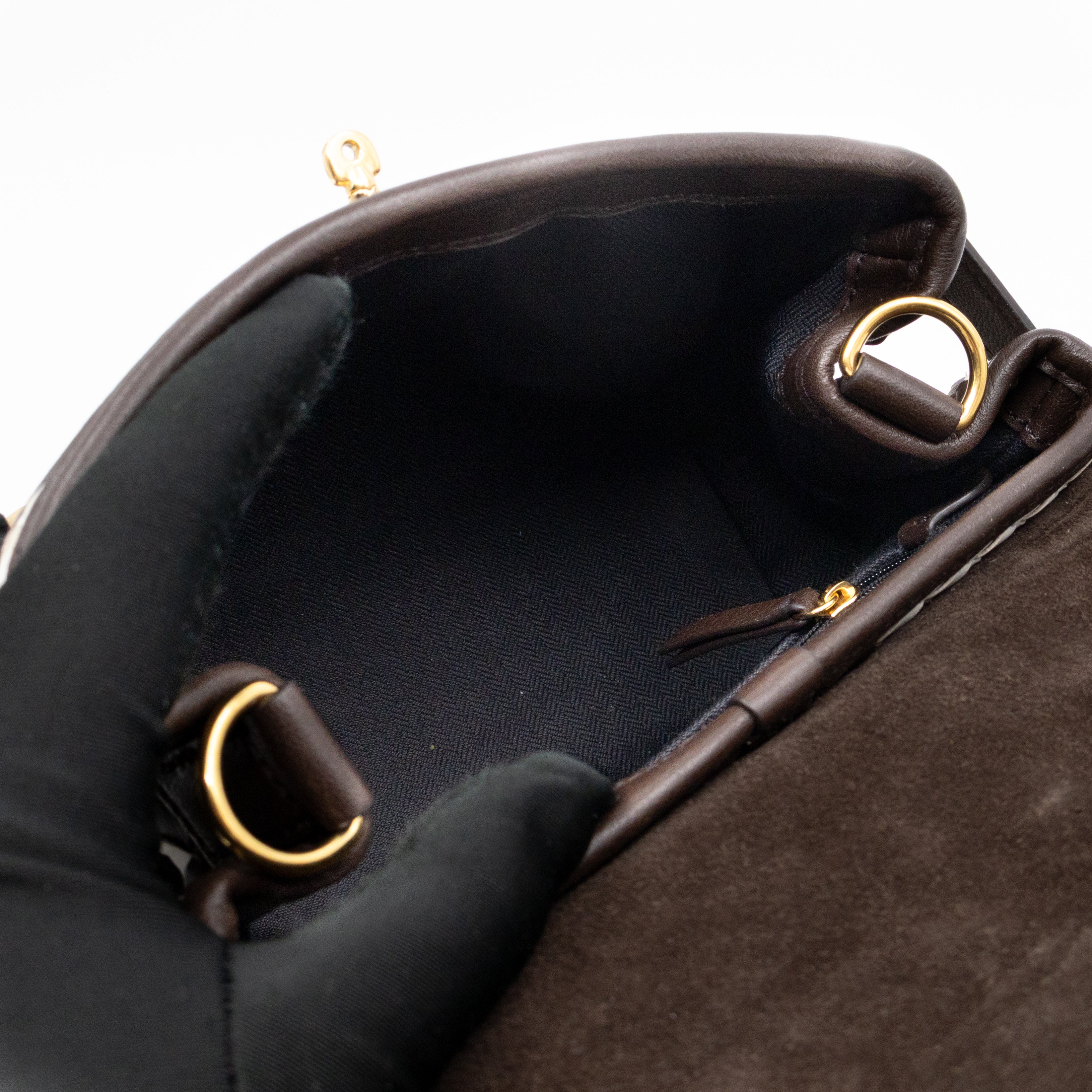 Mini Alexa Ebony & White Woven Vichy Leather