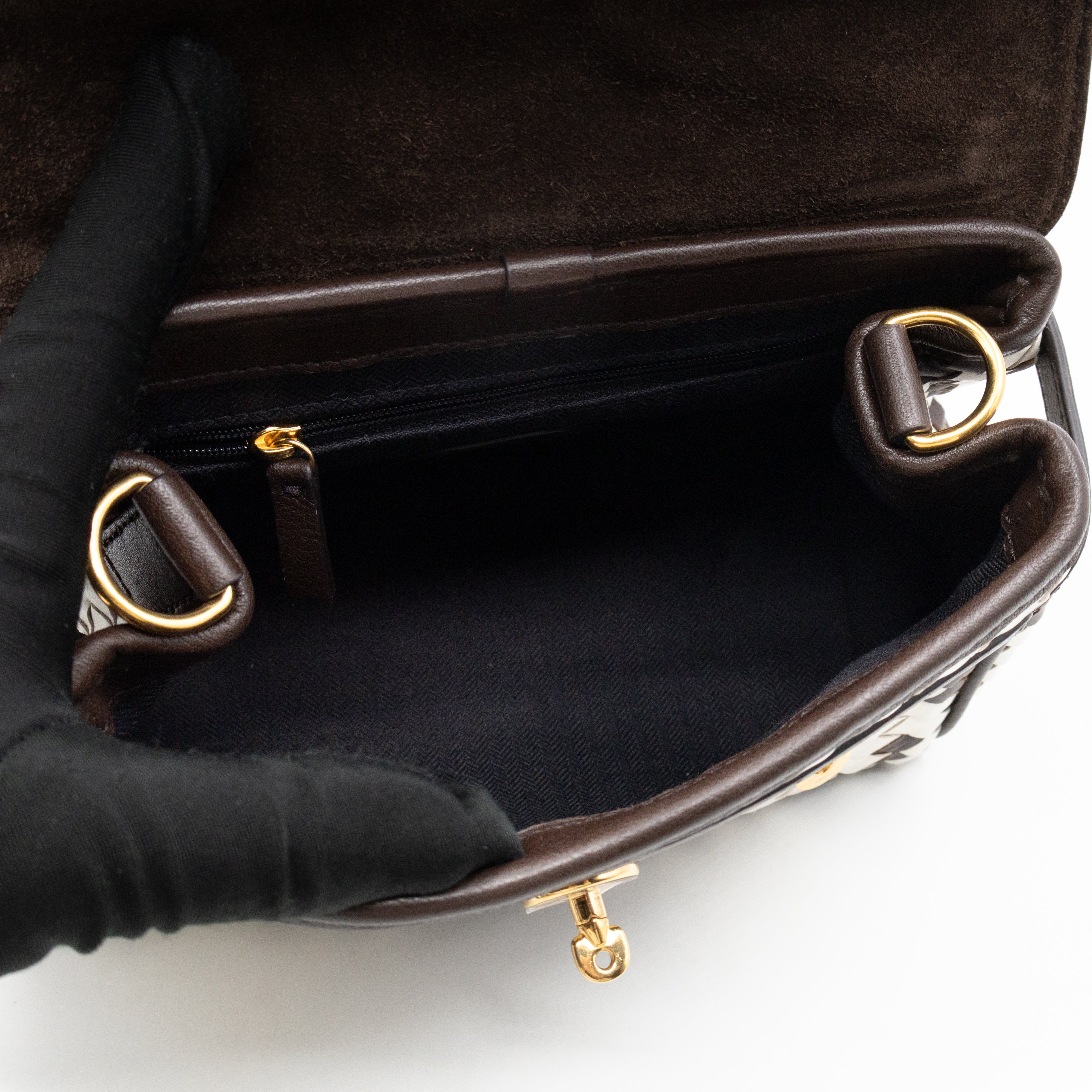 Mini Alexa Ebony & White Woven Vichy Leather