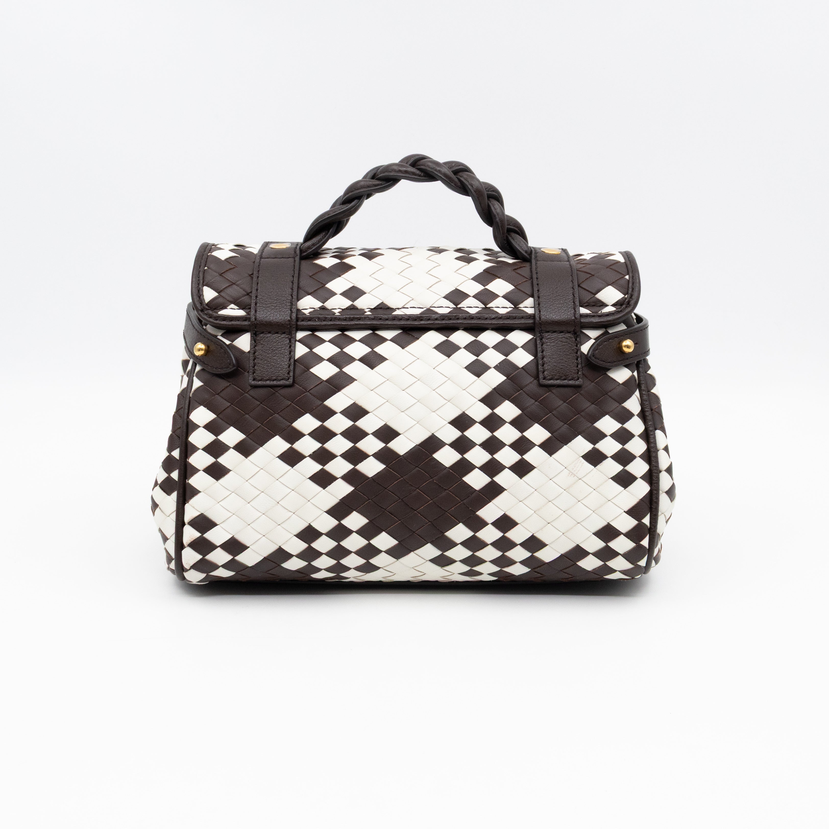 Mini Alexa Ebony & White Woven Vichy Leather