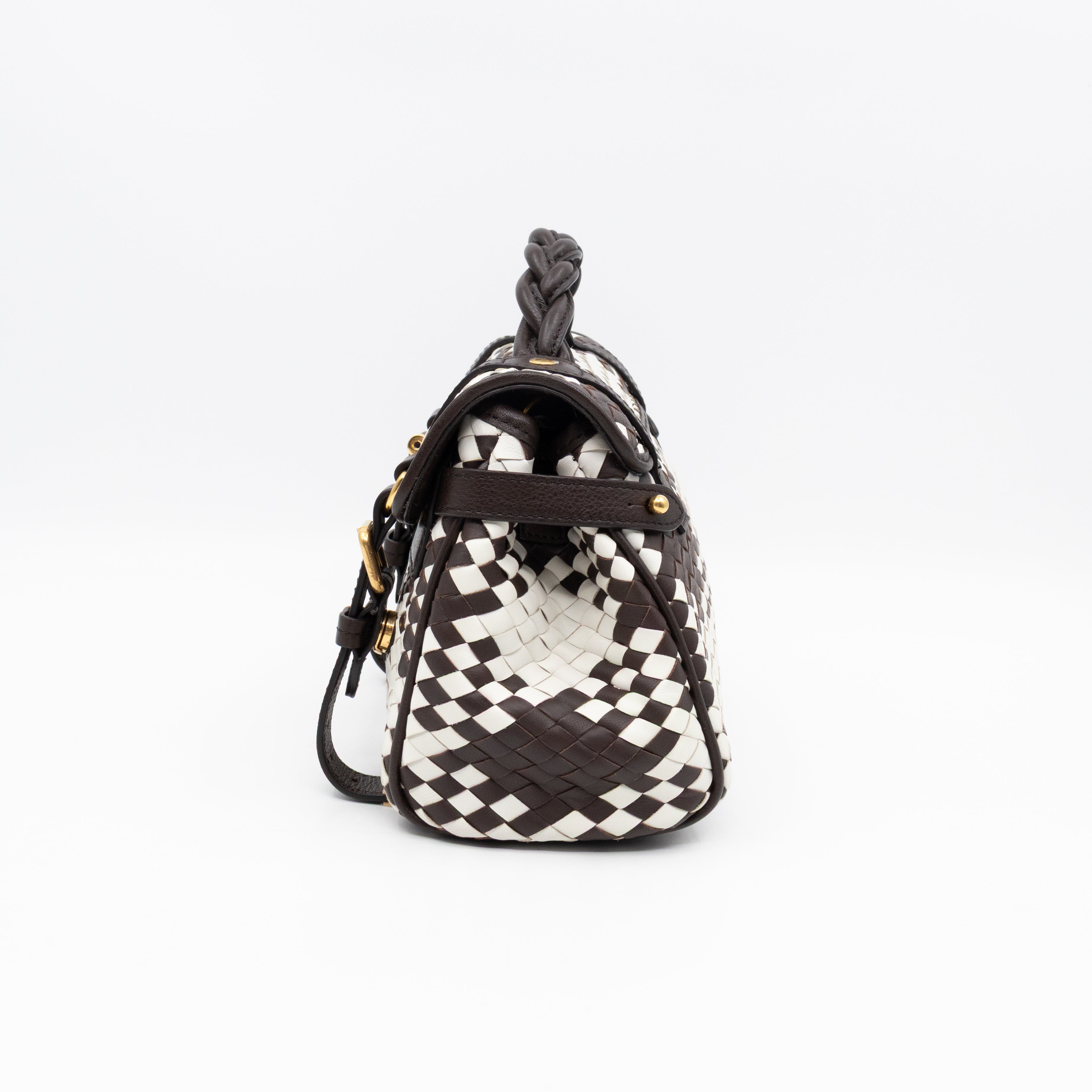 Mini Alexa Ebony & White Woven Vichy Leather