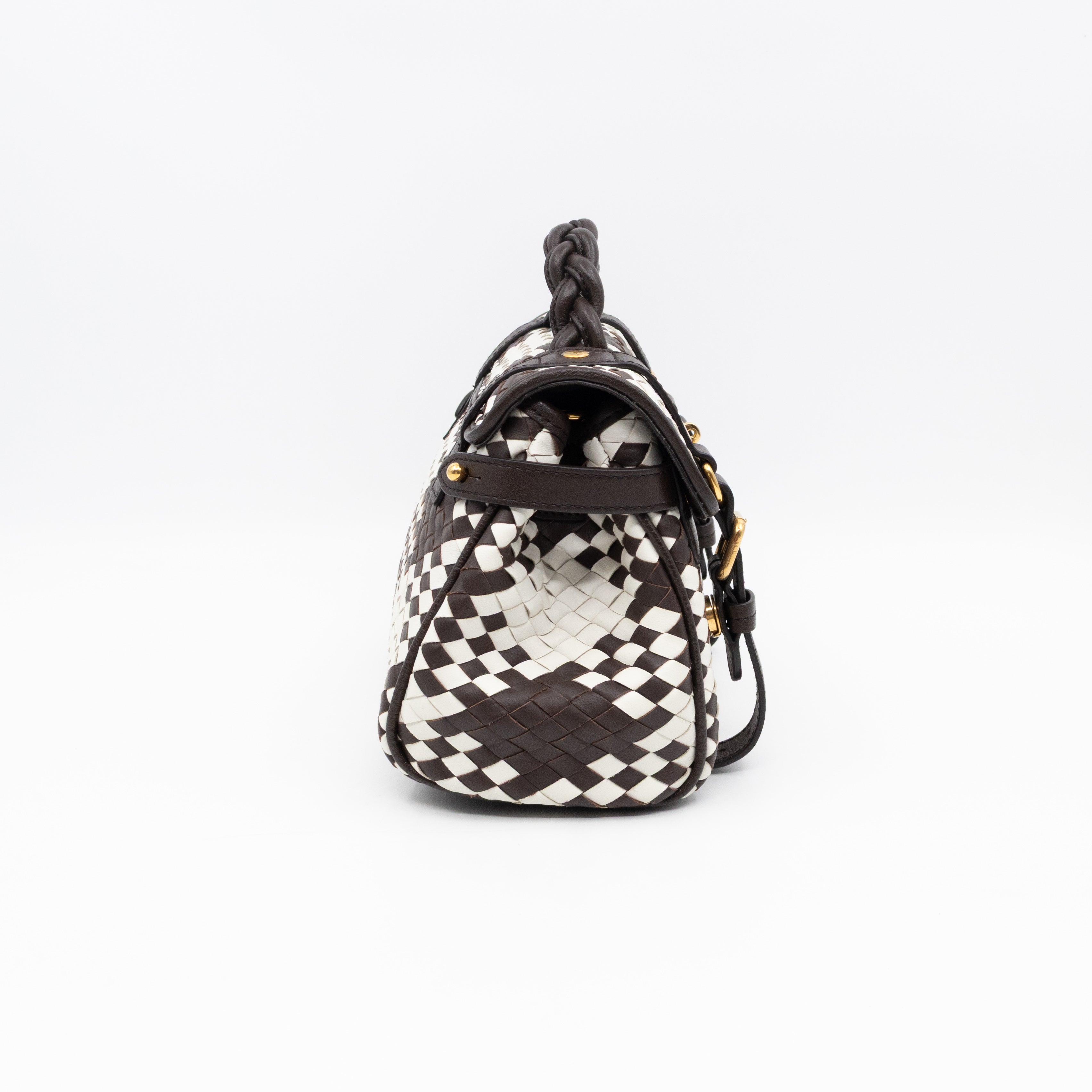 Mini Alexa Ebony & White Woven Vichy Leather