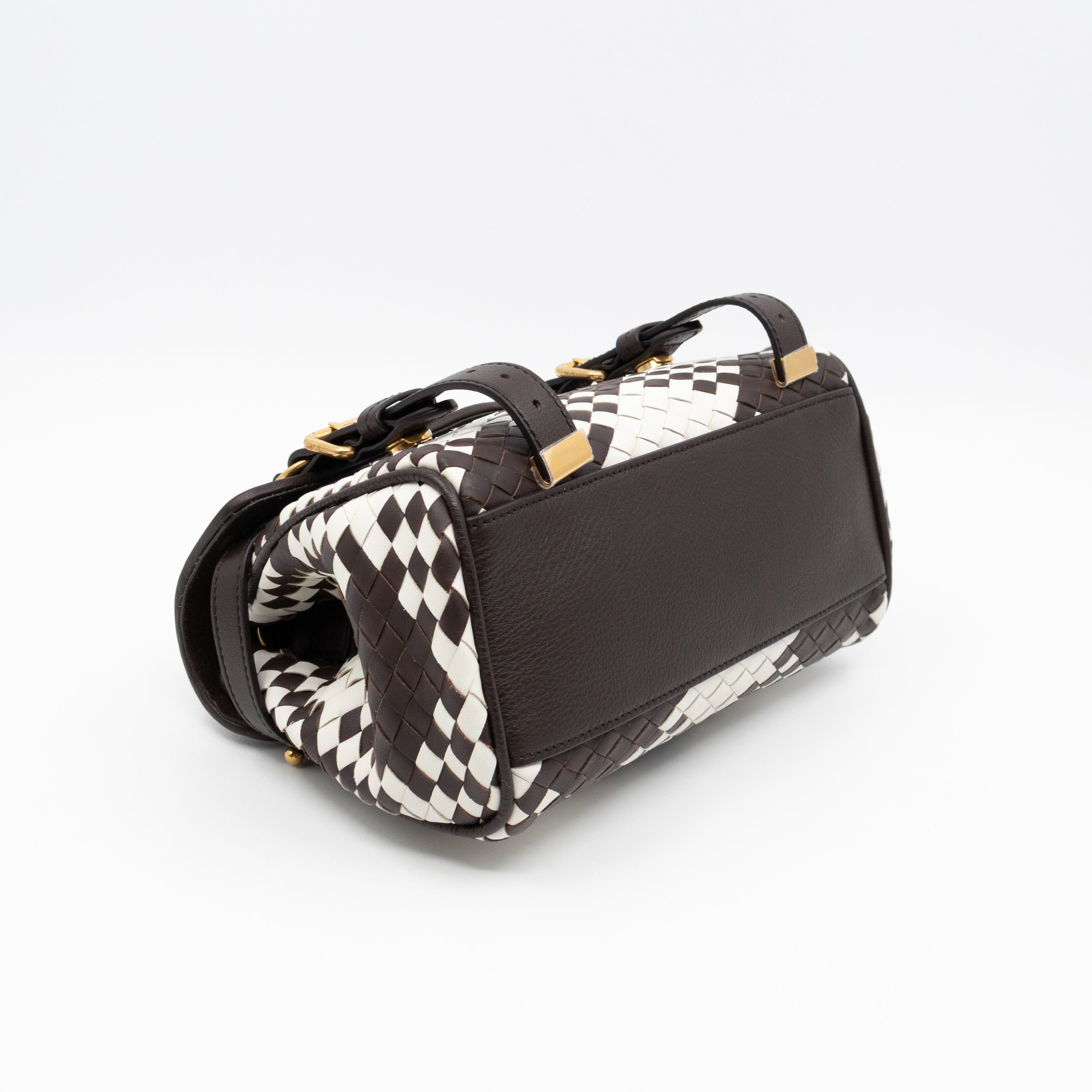 Mini Alexa Ebony & White Woven Vichy Leather