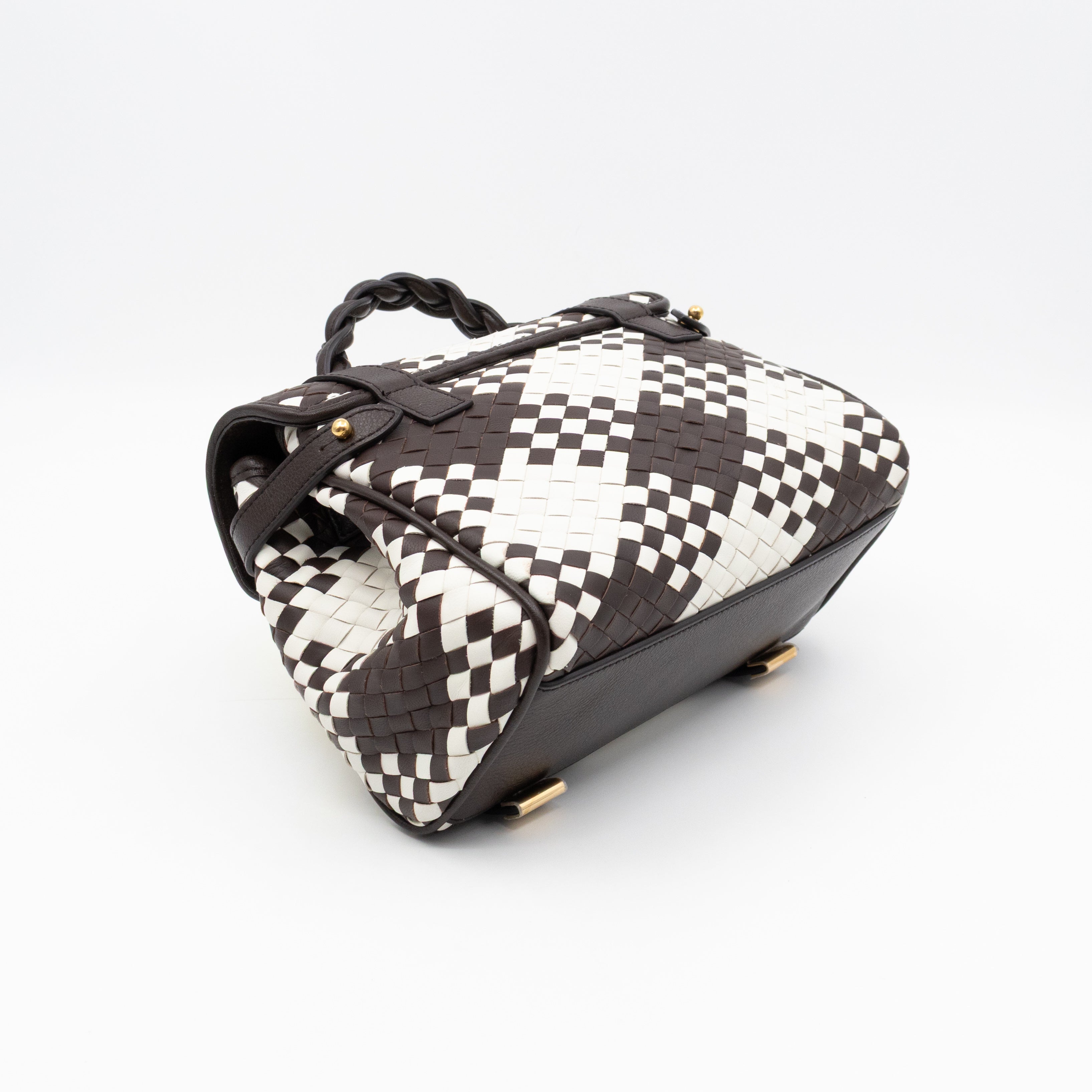 Mini Alexa Ebony & White Woven Vichy Leather