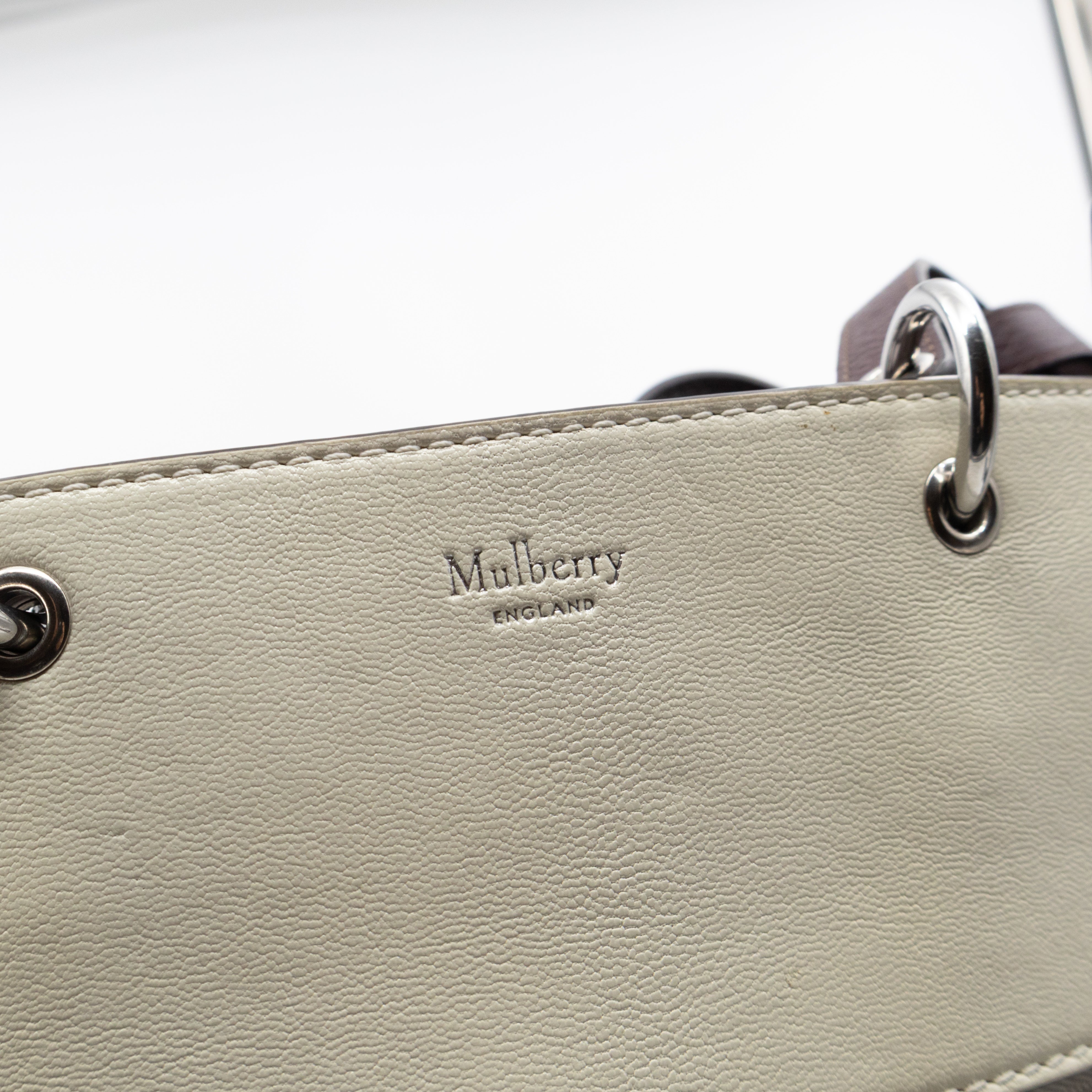 Studded Maple Tote Black & White Smooth Leather