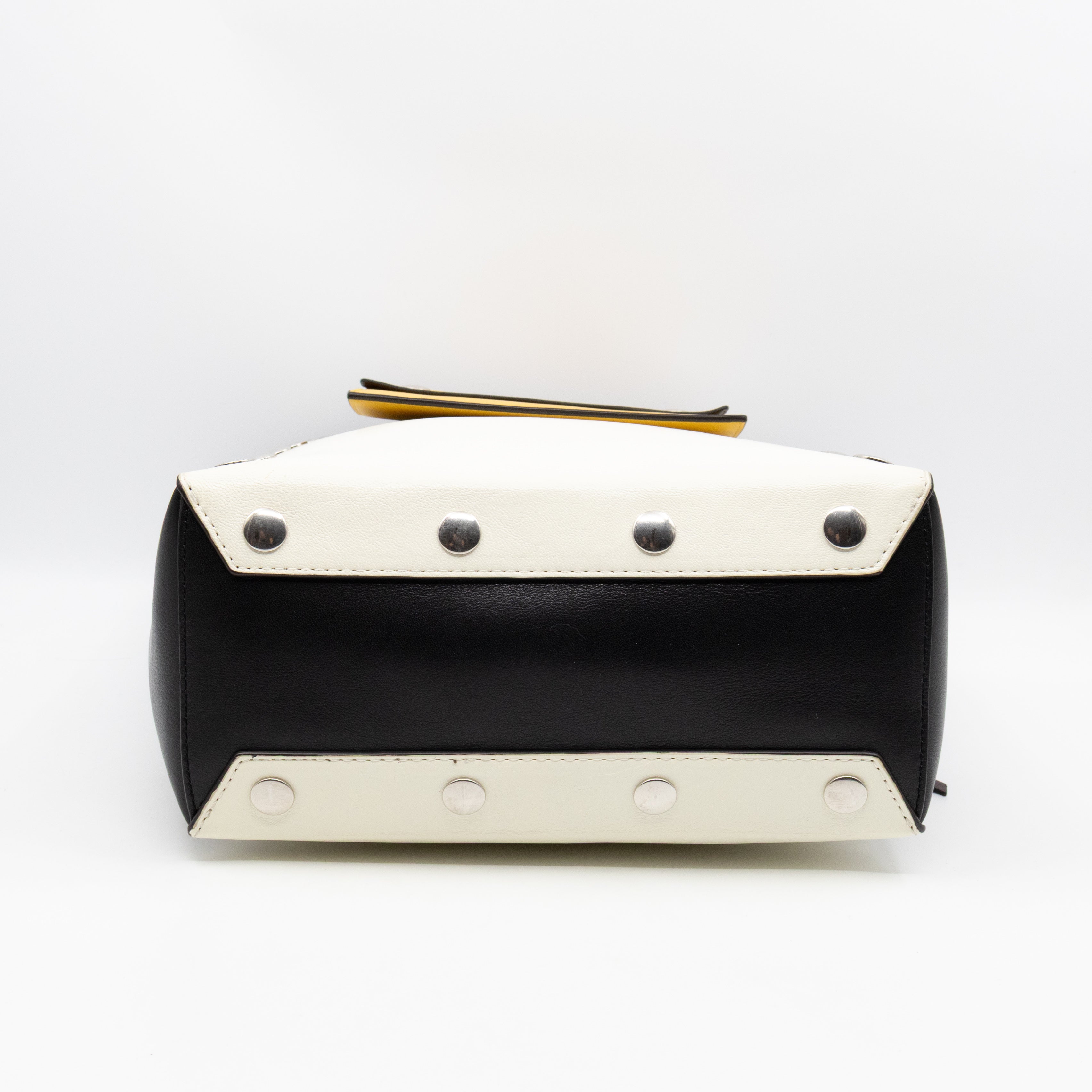 Studded Maple Tote Black & White Smooth Leather