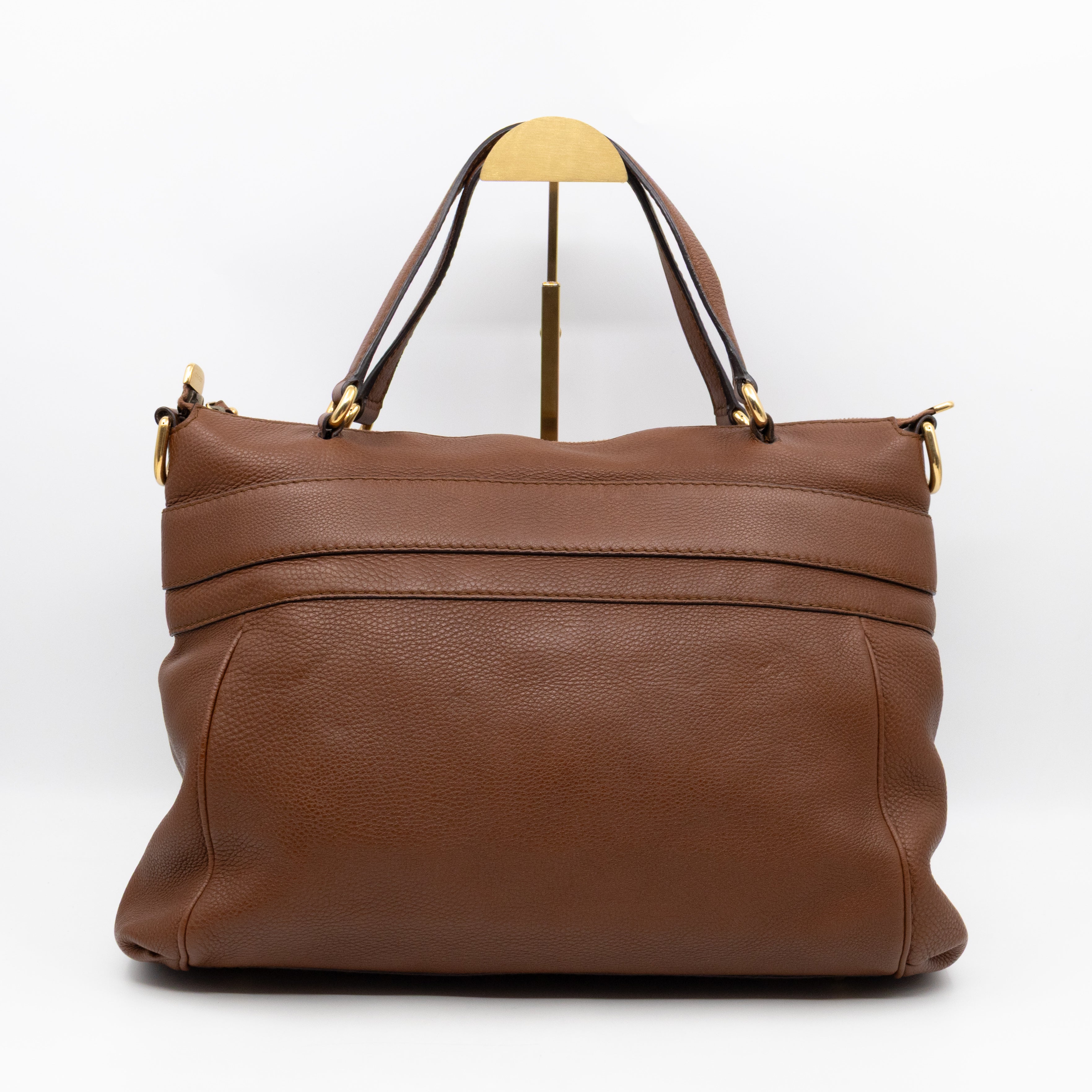 Ride Top Handle Tote Bag Brown Leather