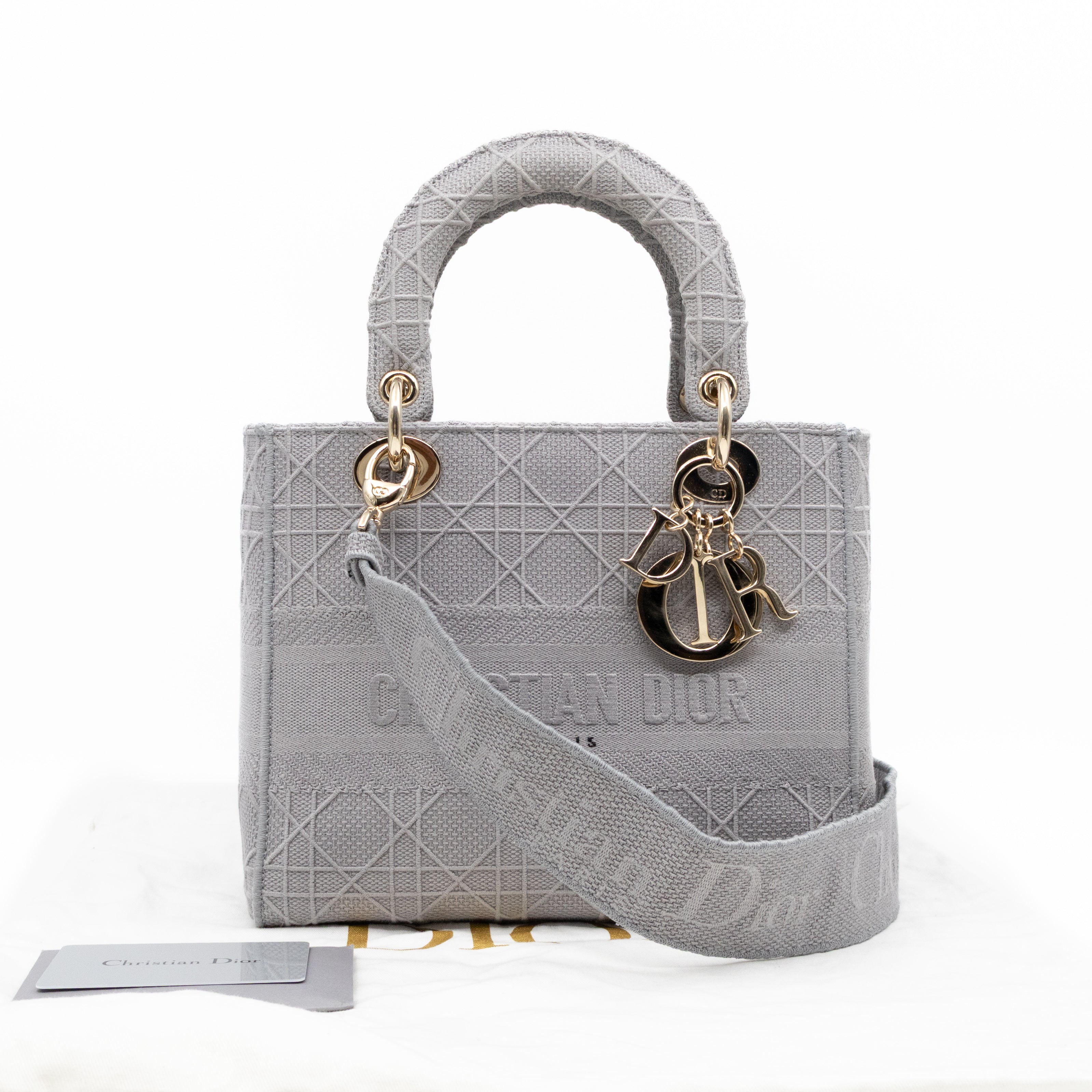 Lady D-Lite Medium Grey Canvas Embroidery Cannage