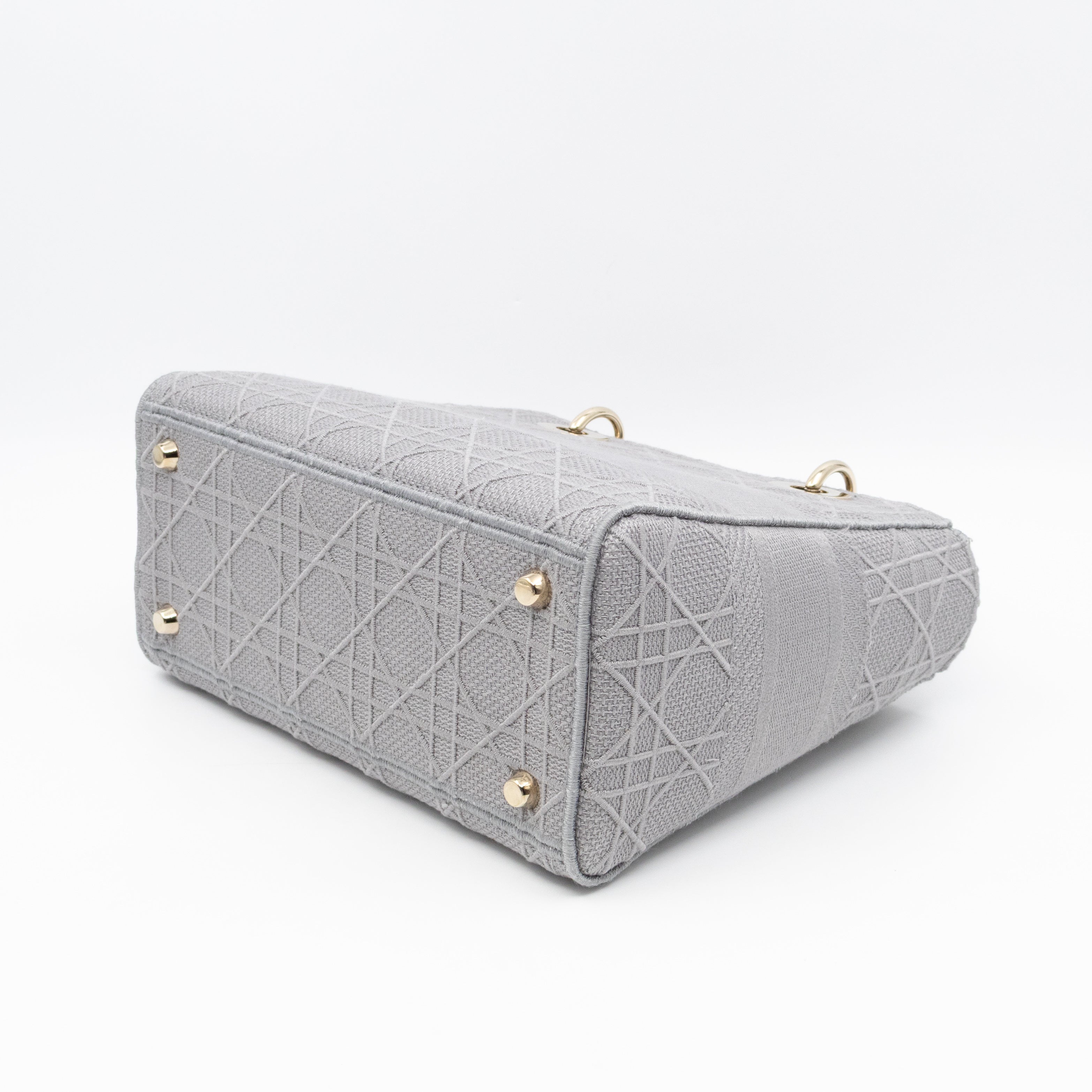 Lady D-Lite Medium Grey Canvas Embroidery Cannage