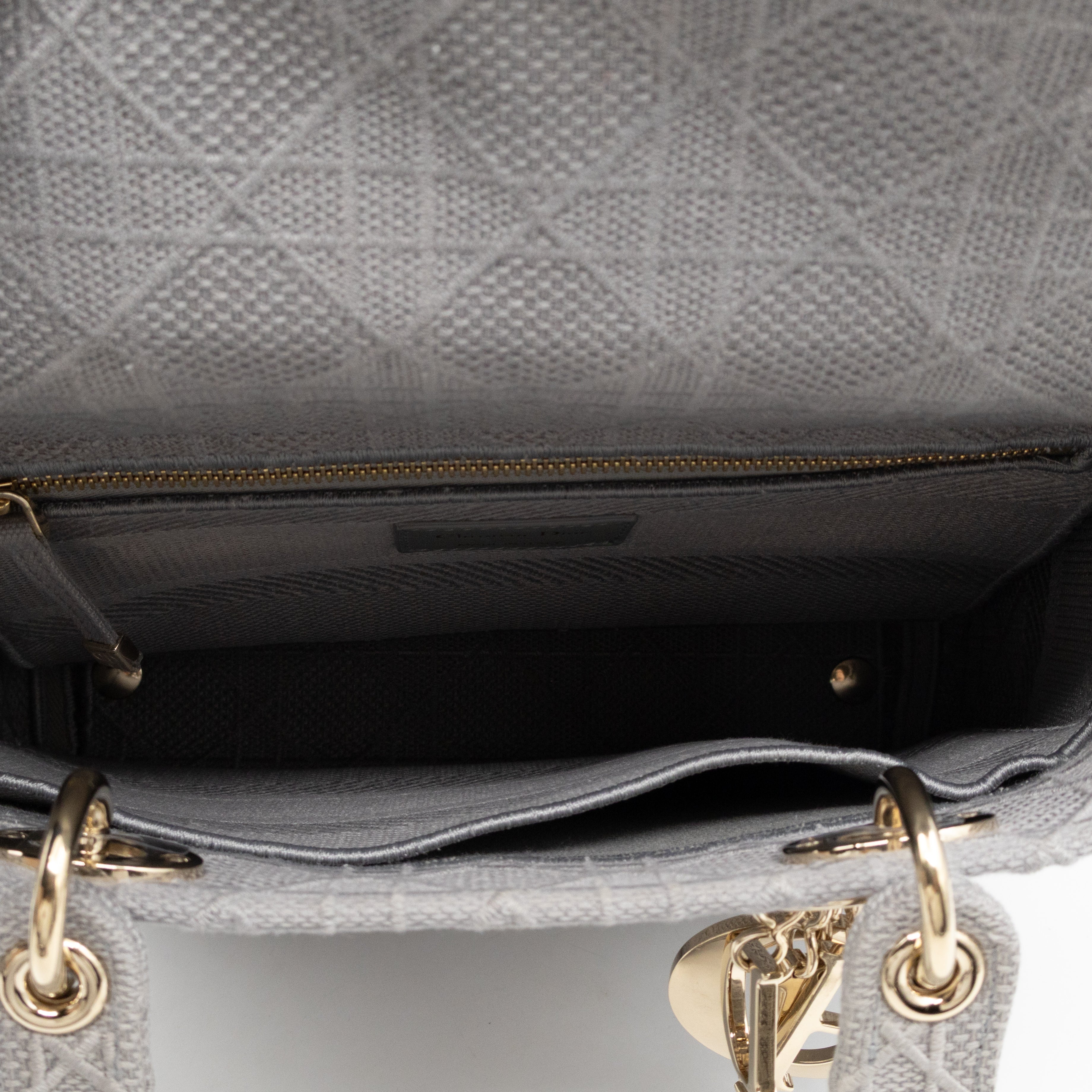 Lady D-Lite Medium Grey Canvas Embroidery Cannage