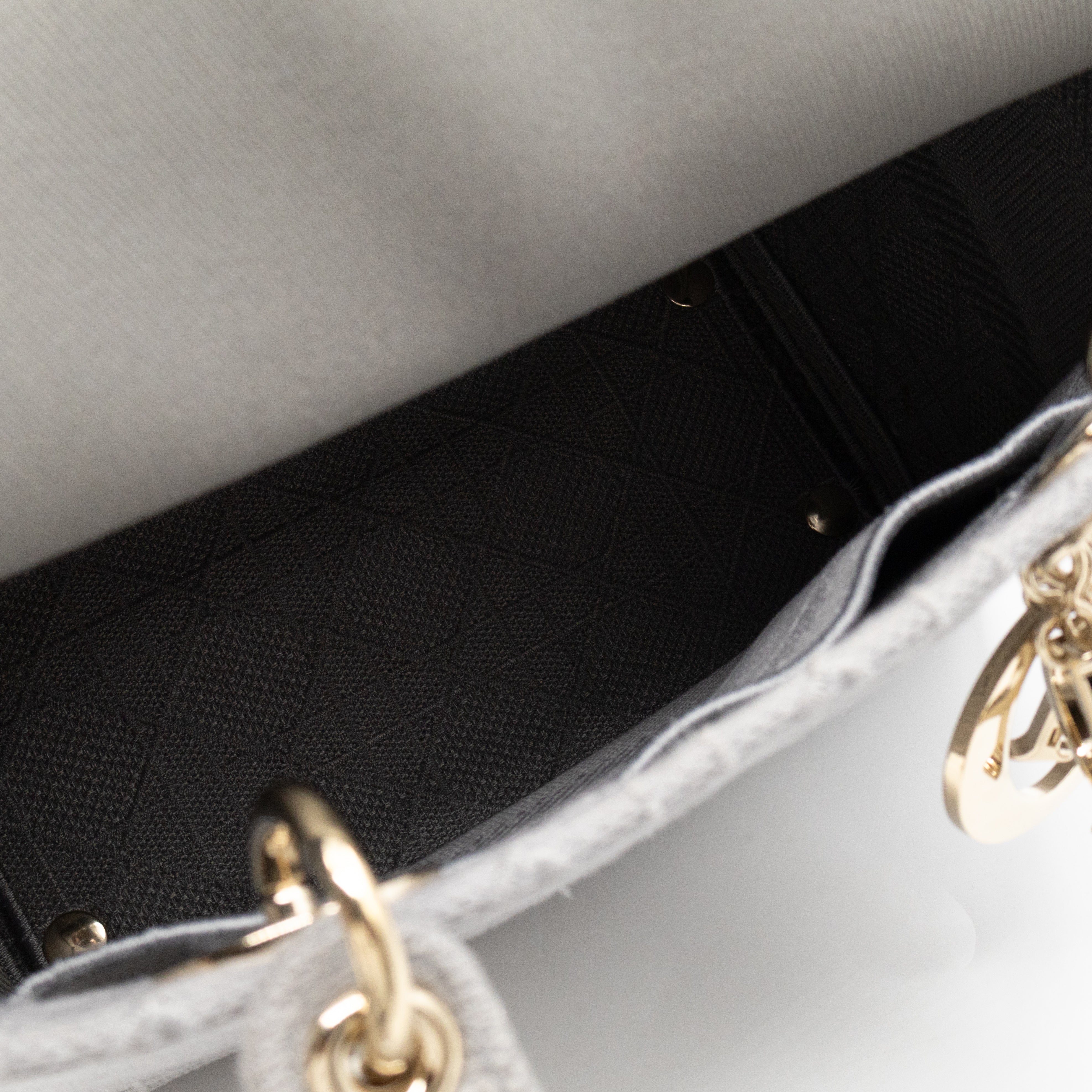 Lady D-Lite Medium Grey Canvas Embroidery Cannage