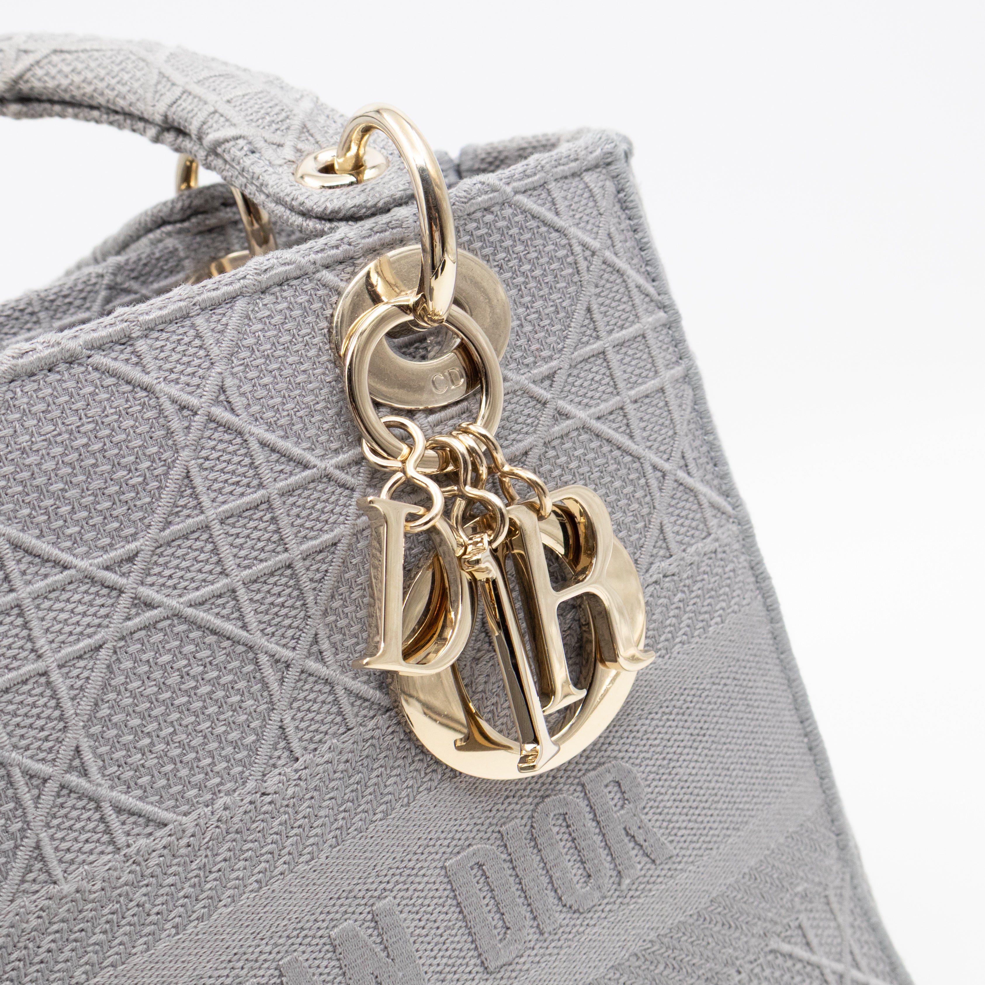Lady D-Lite Medium Grey Canvas Embroidery Cannage