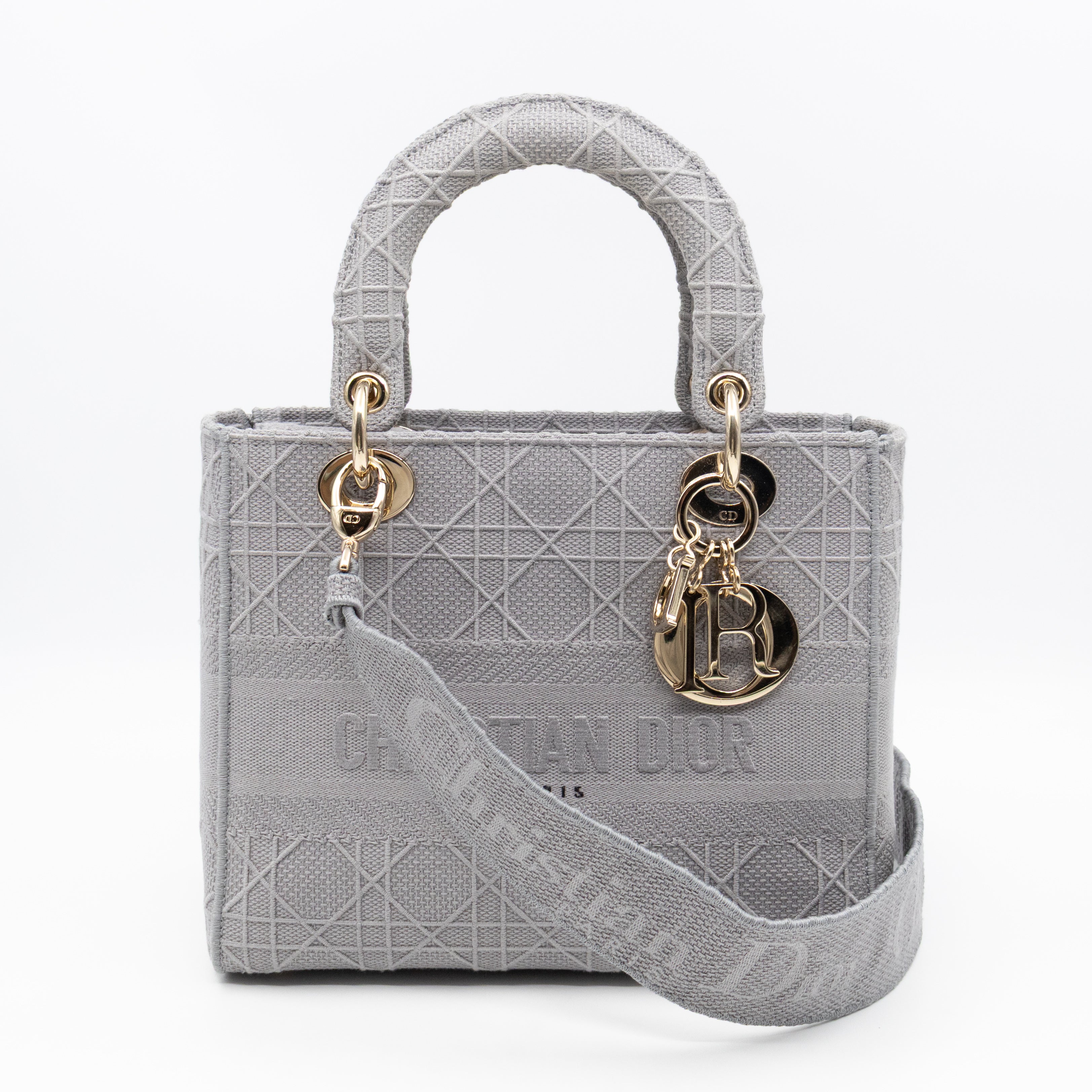 Lady D-Lite Medium Grey Canvas Embroidery Cannage