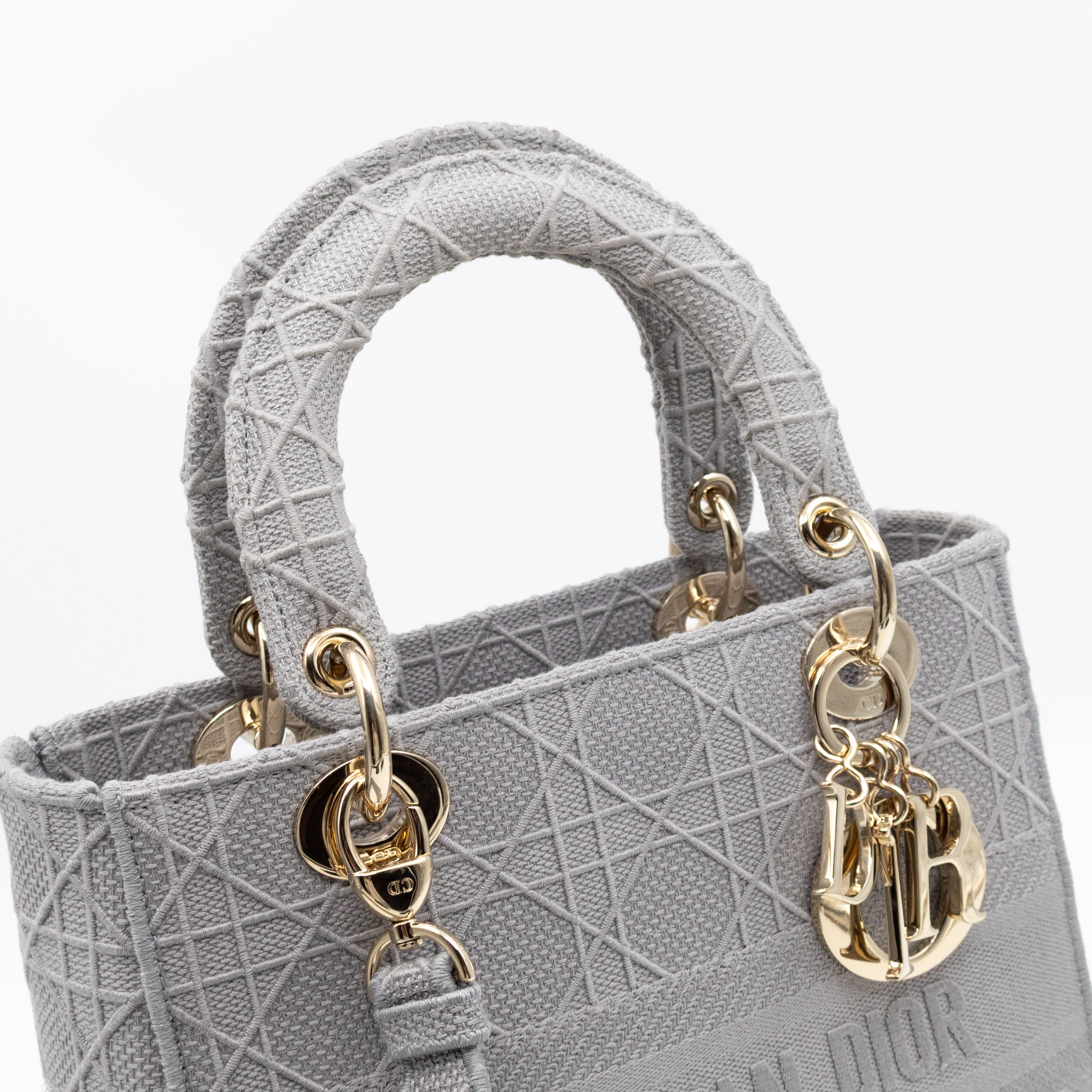 Lady D-Lite Medium Grey Canvas Embroidery Cannage