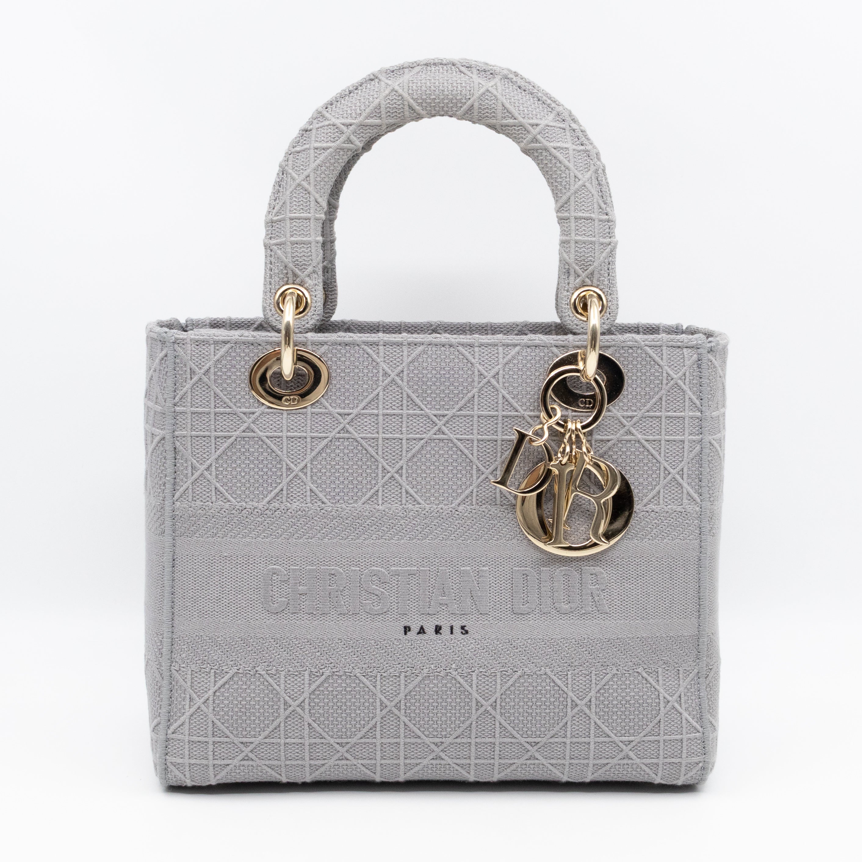 Lady D-Lite Medium Grey Canvas Embroidery Cannage
