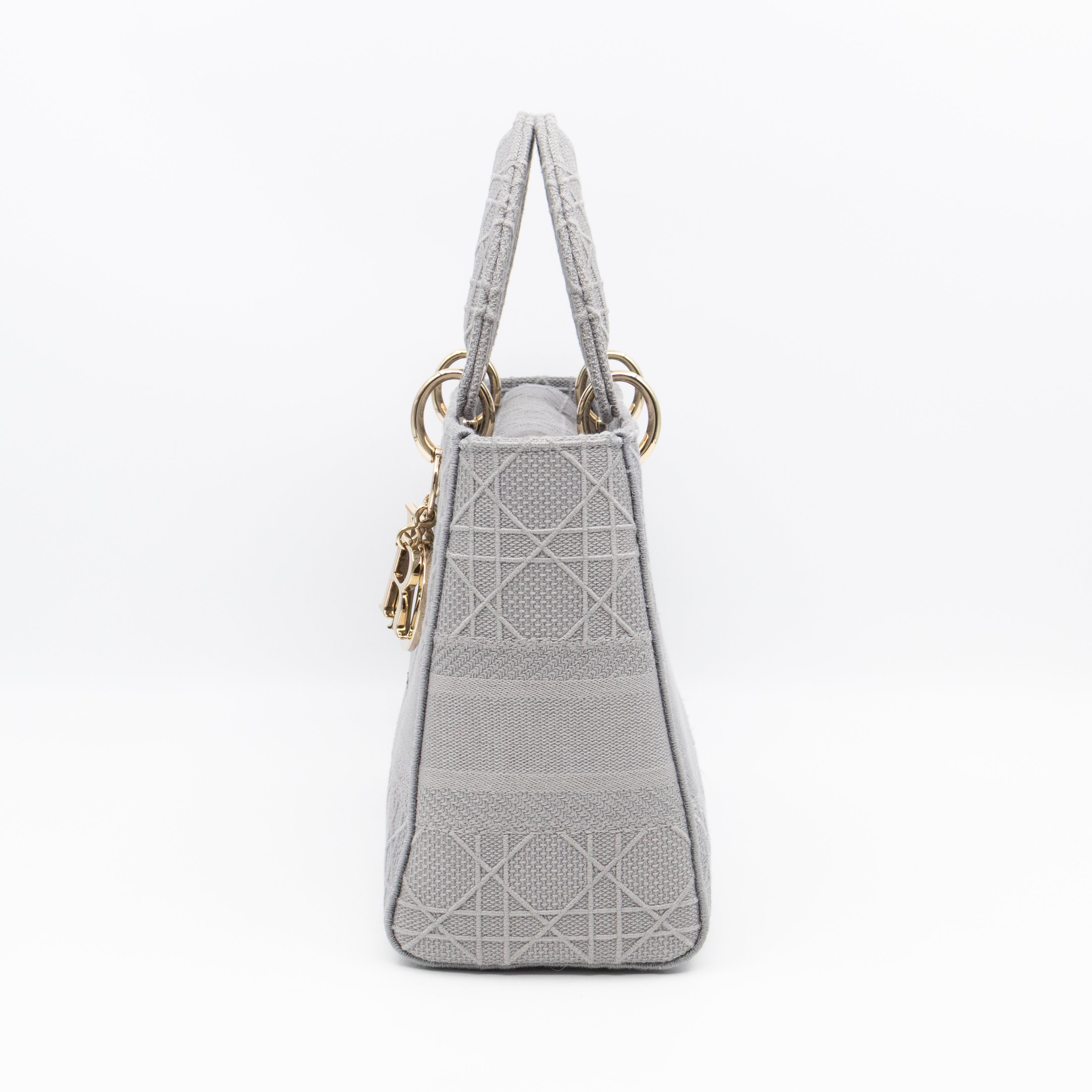 Lady D-Lite Medium Grey Canvas Embroidery Cannage