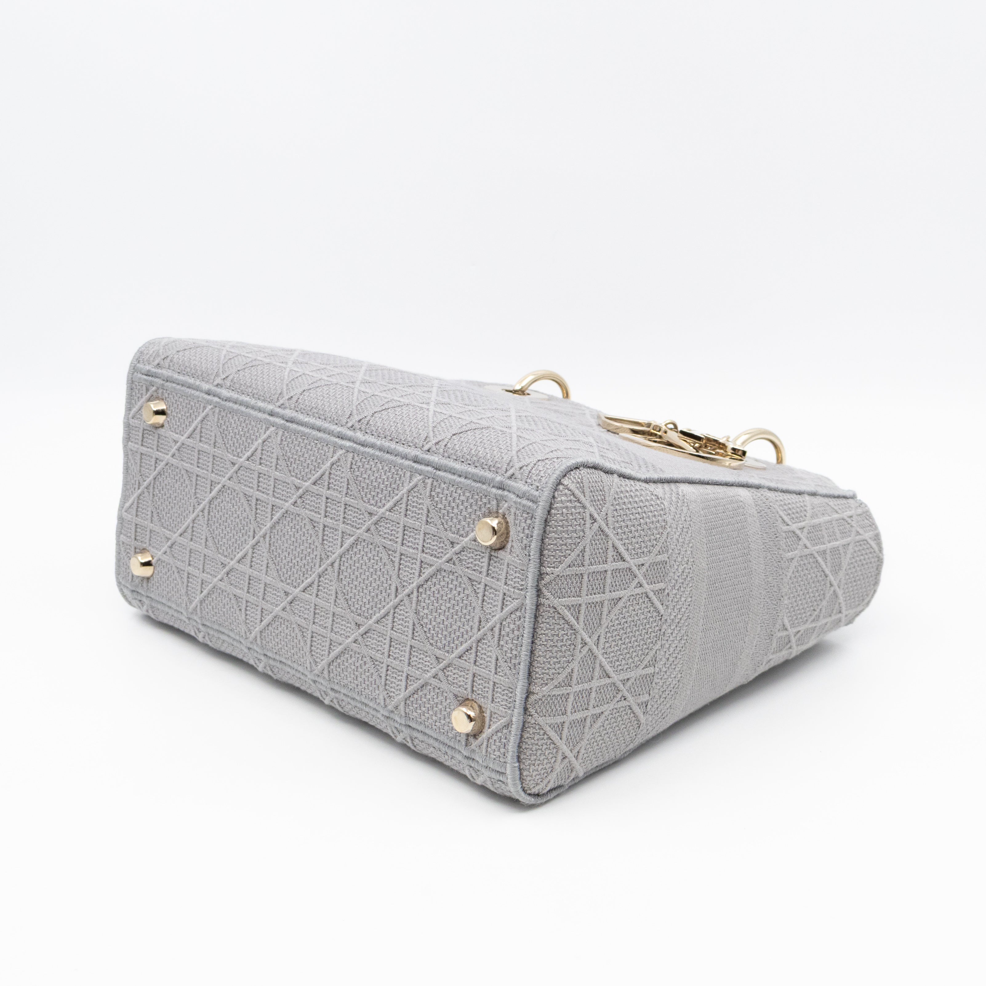 Lady D-Lite Medium Grey Canvas Embroidery Cannage
