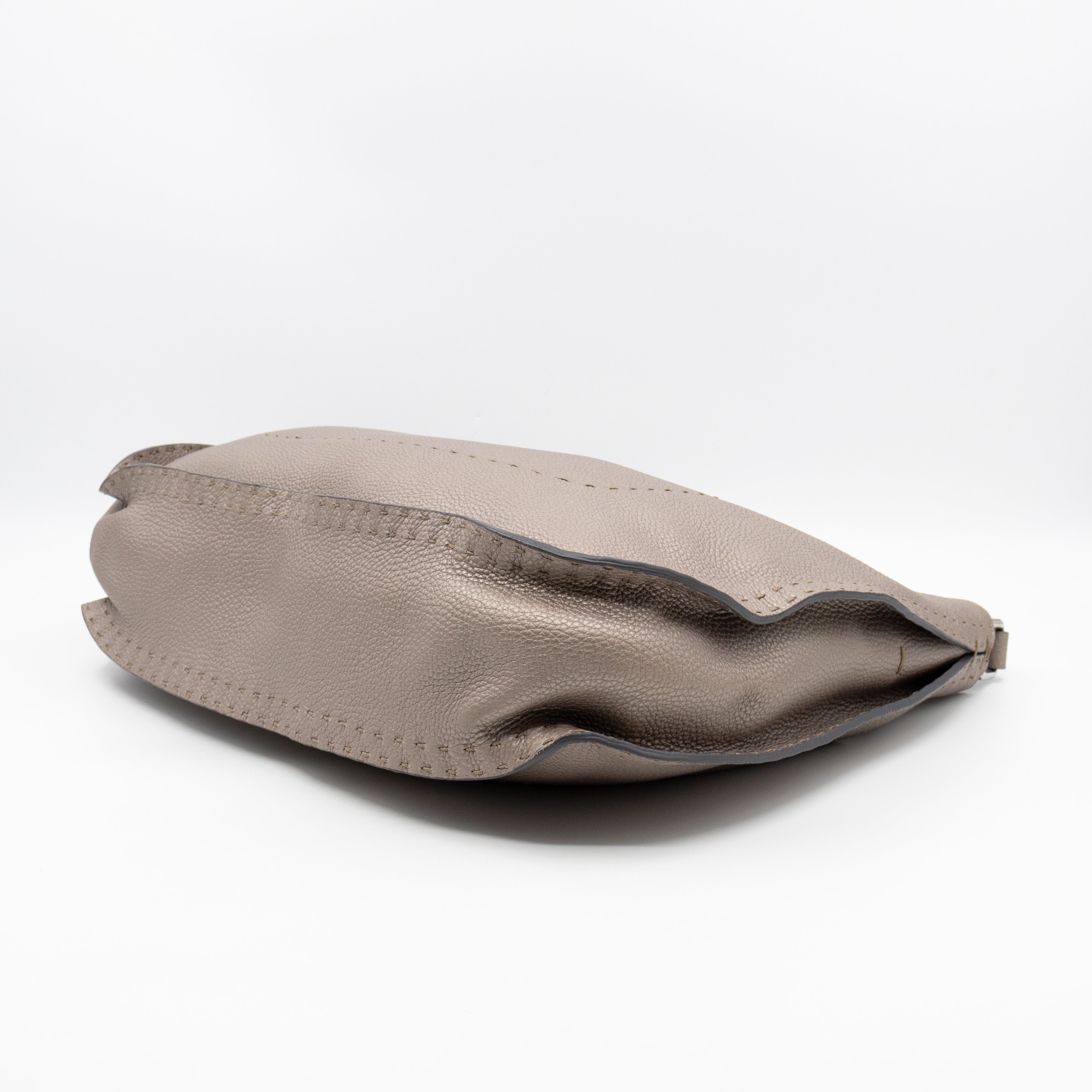 Selleria Hobo Bag Grey Metallic Roma Leather