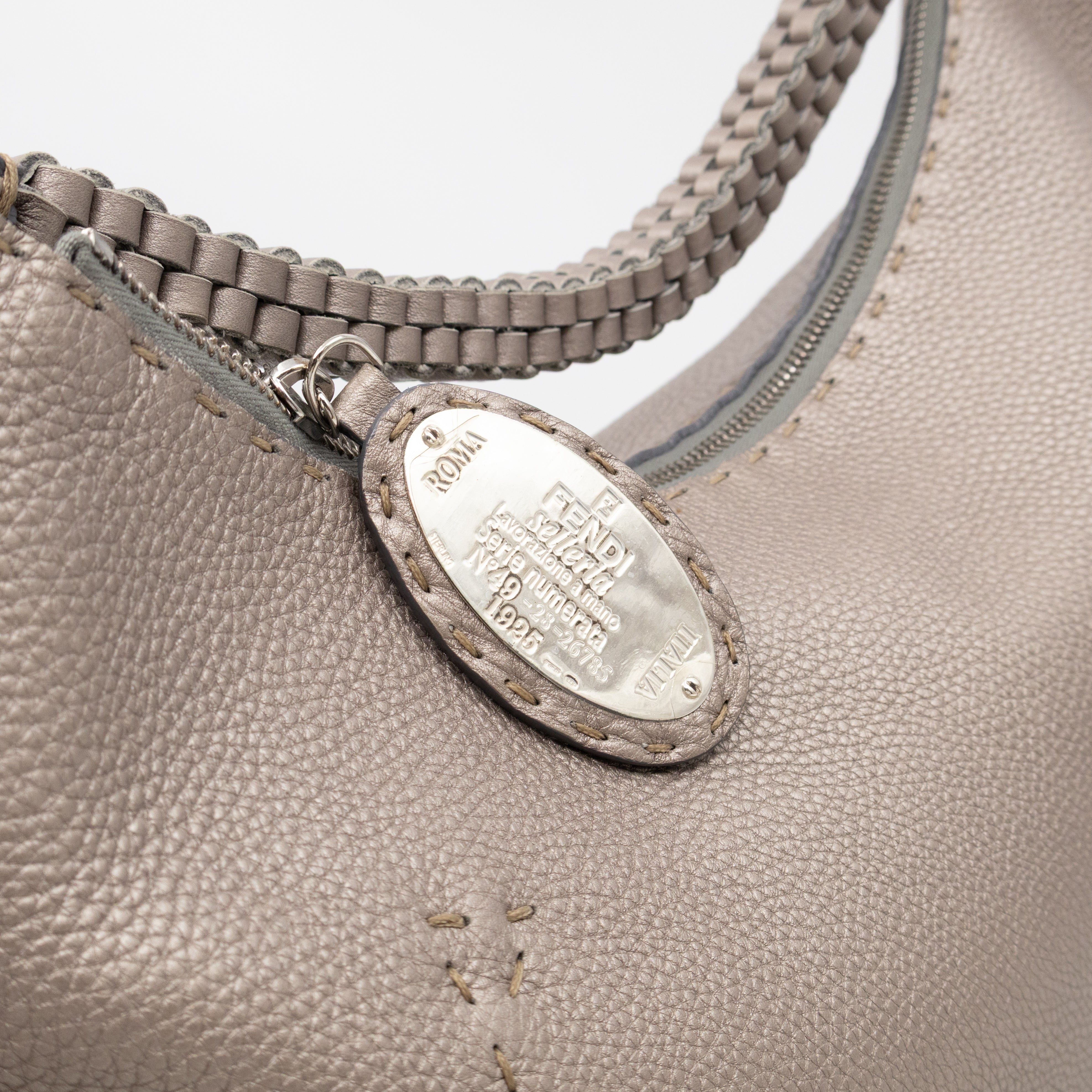 Selleria Hobo Bag Grey Metallic Roma Leather