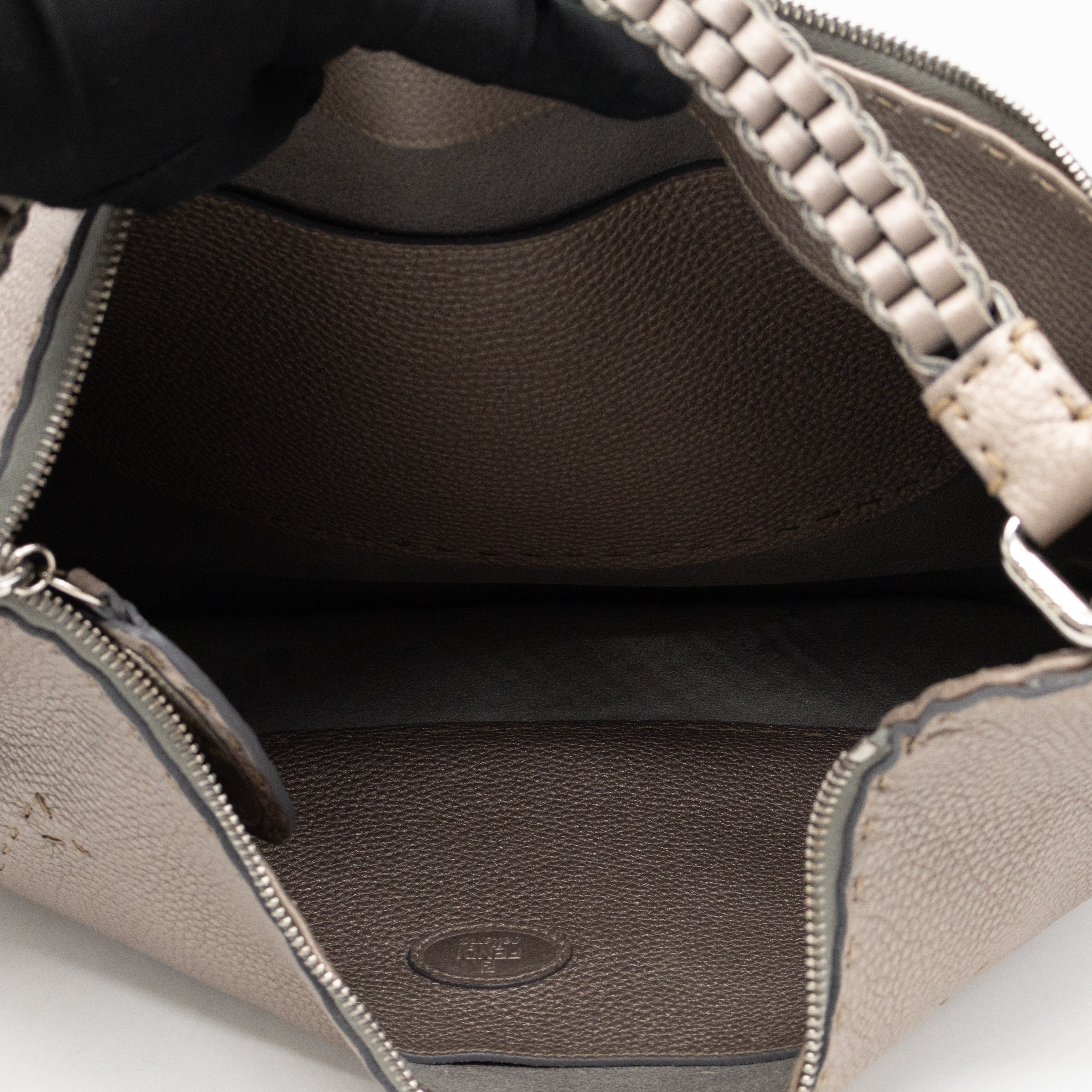 Selleria Hobo Bag Grey Metallic Roma Leather