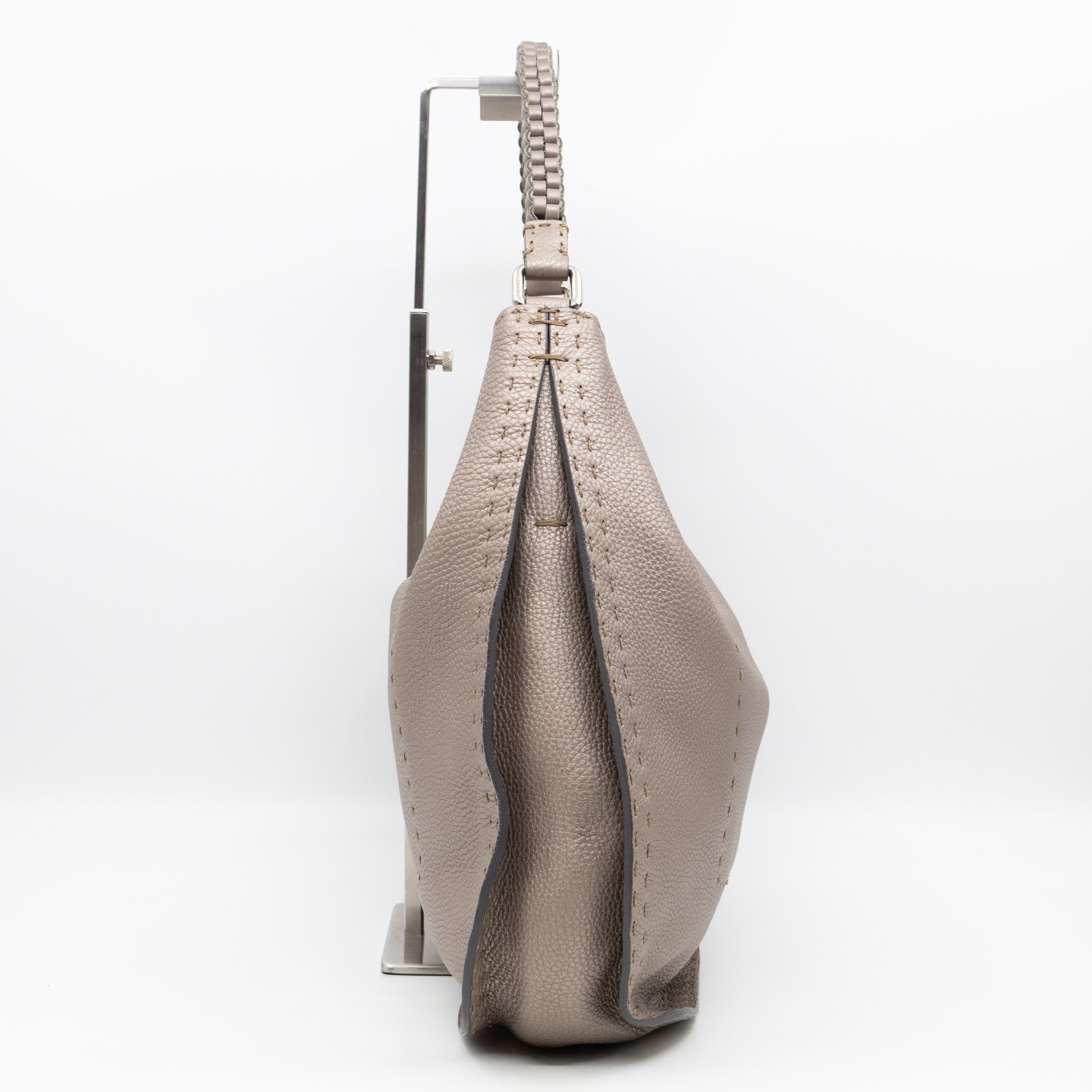 Selleria Hobo Bag Grey Metallic Roma Leather