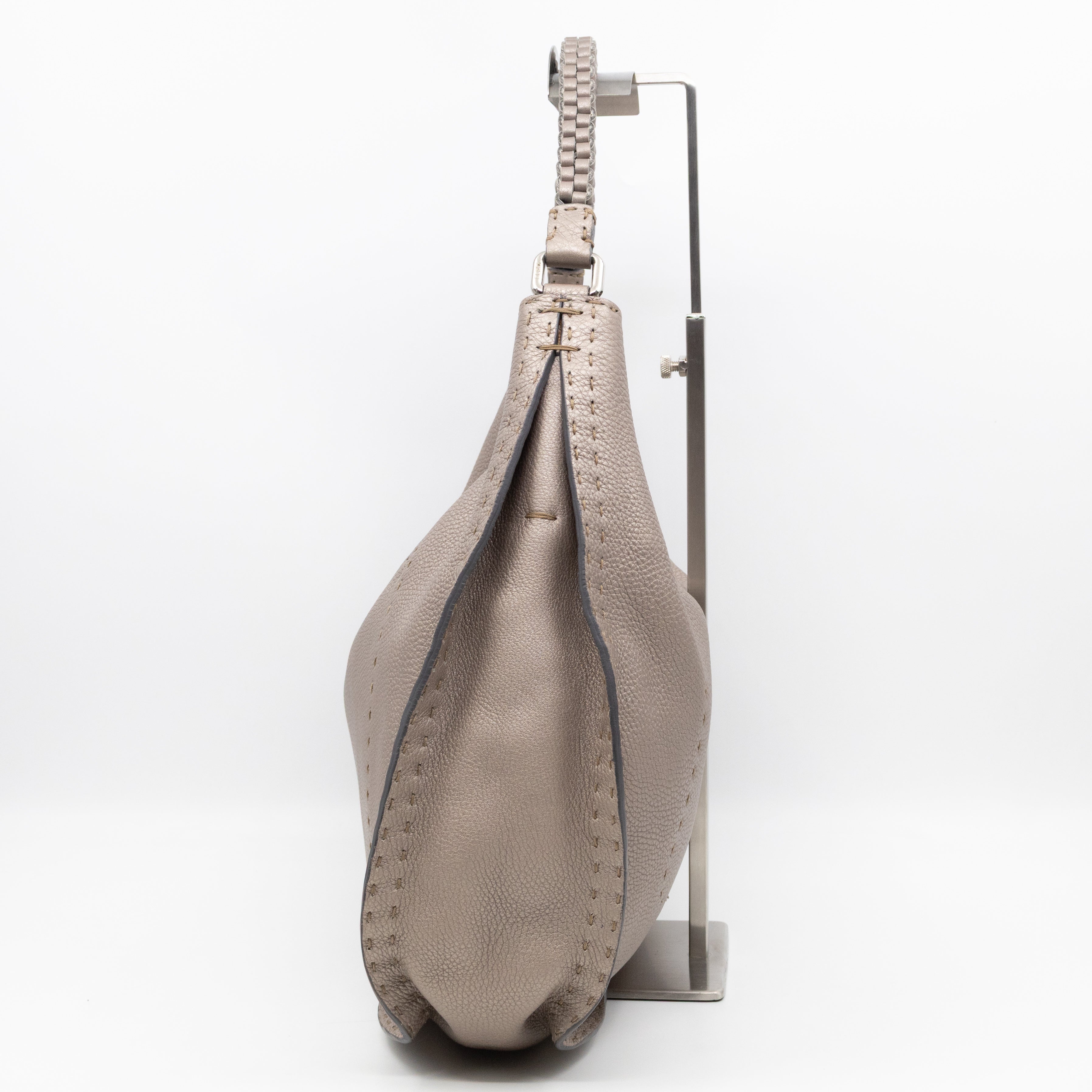 Selleria Hobo Bag Grey Metallic Roma Leather