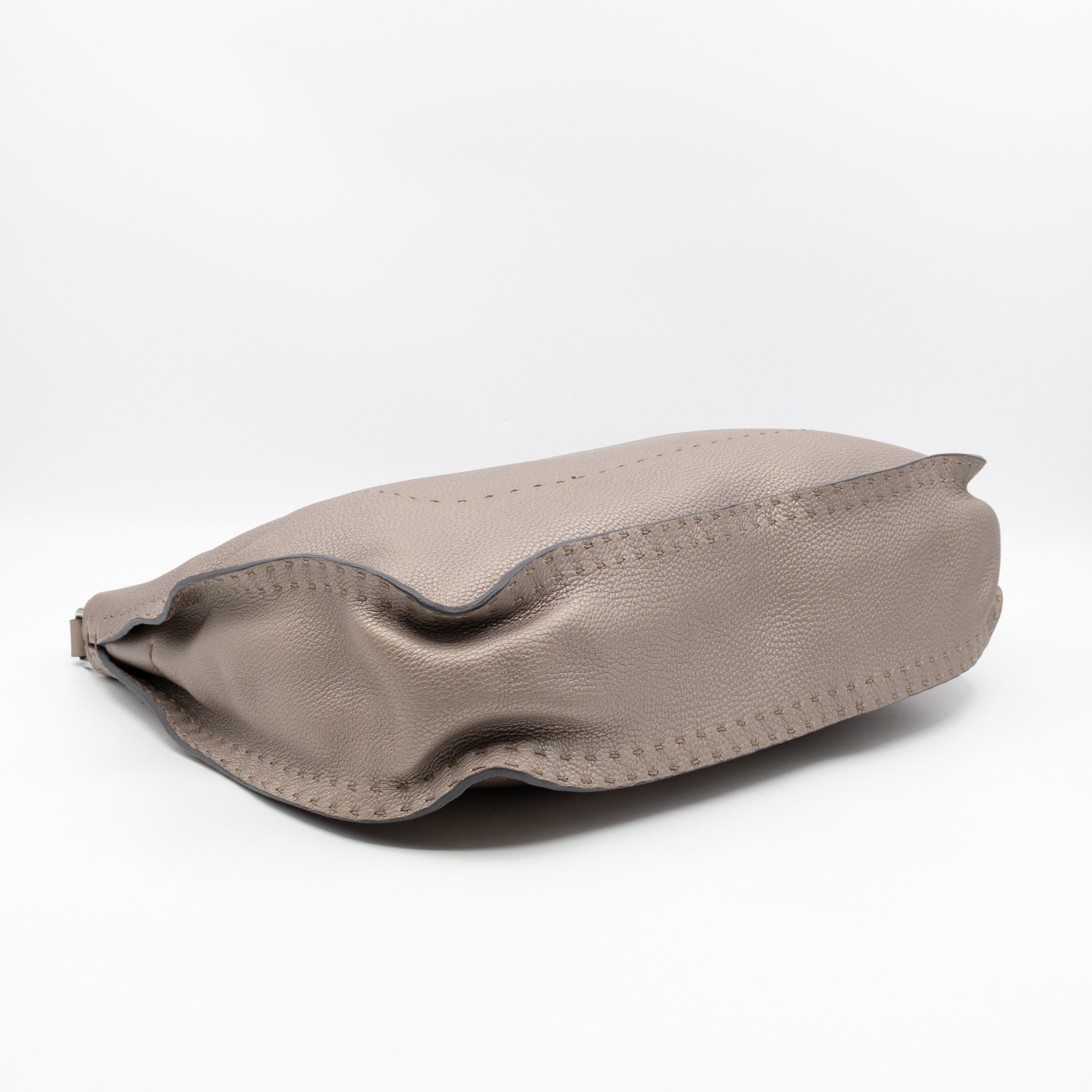 Selleria Hobo Bag Grey Metallic Roma Leather